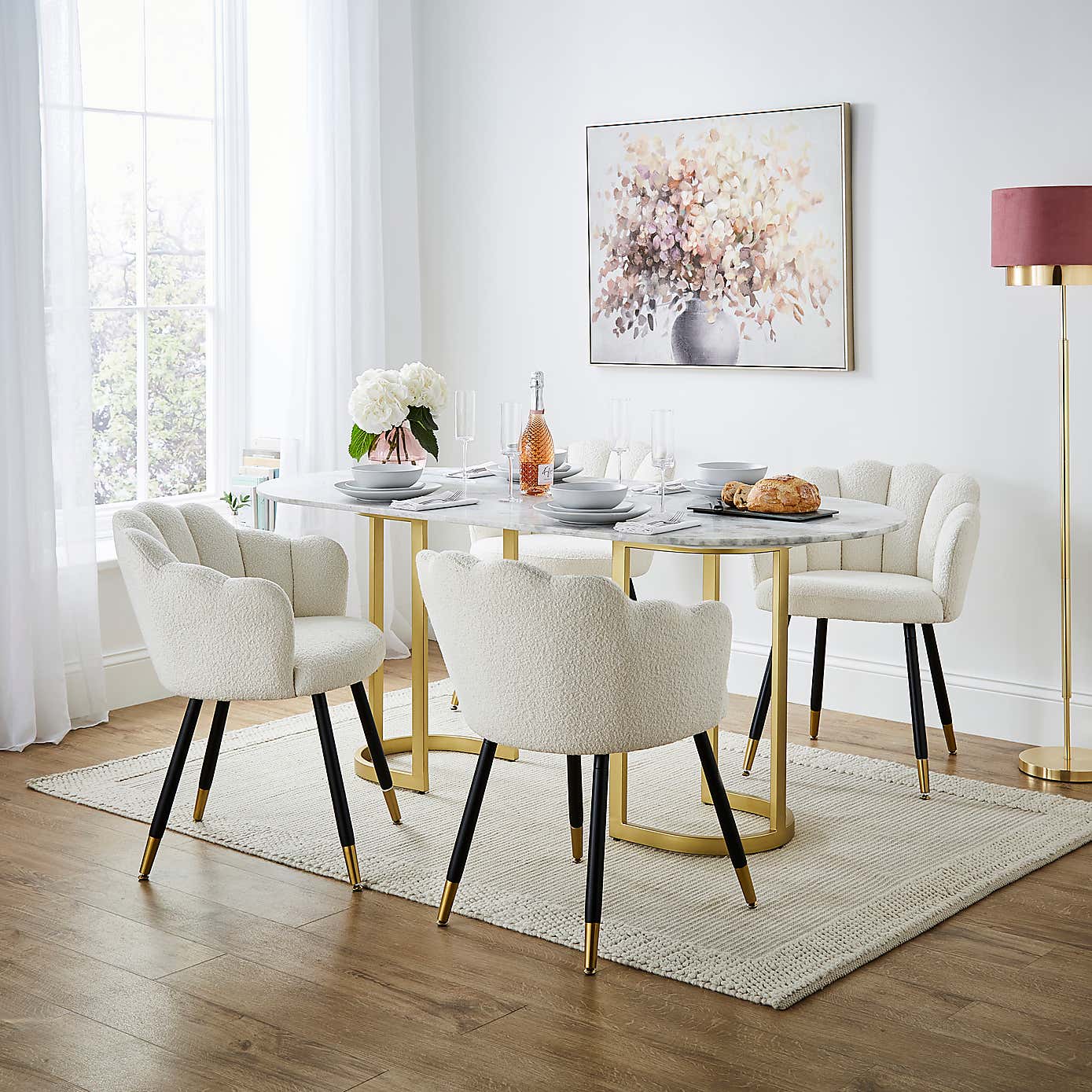 Vivian Dining Chair, Boucle Ivory