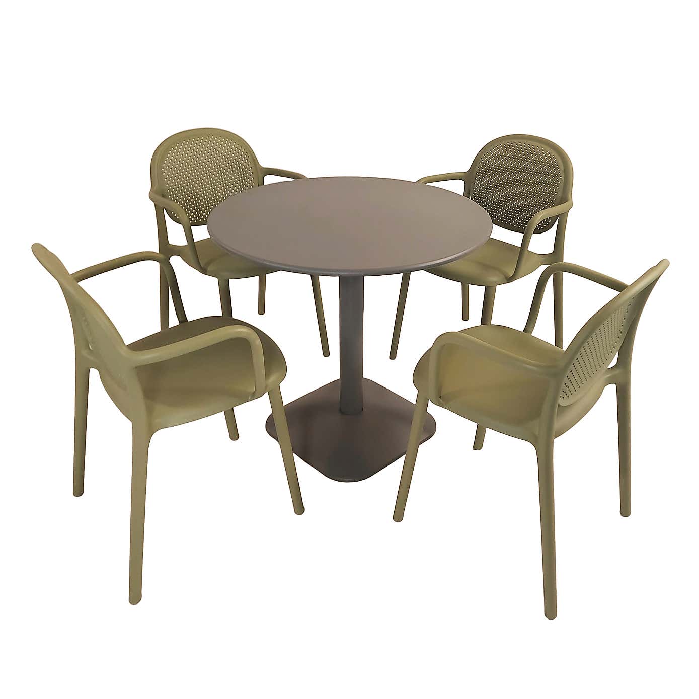 Modura Albin Round Table with 4 Stina Armchairs