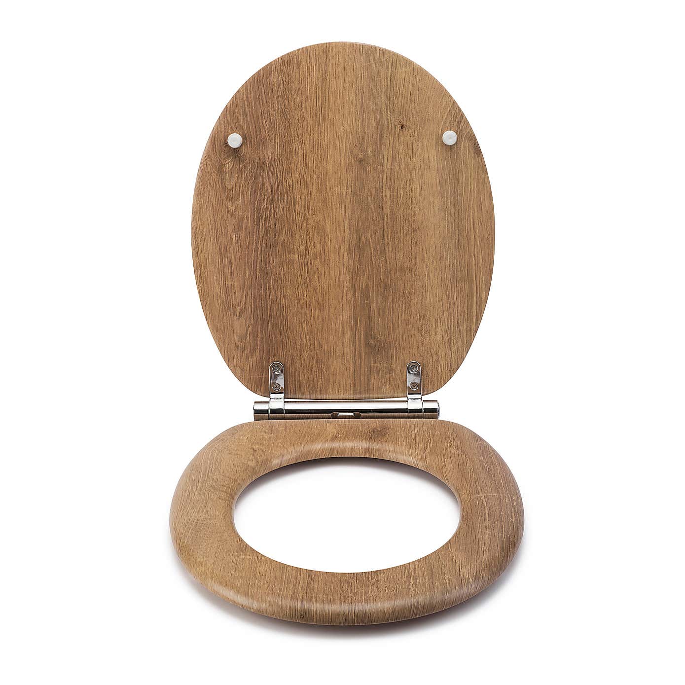 Croydex Ontario Teak Effect Flexi Fix Oval Toilet Seat