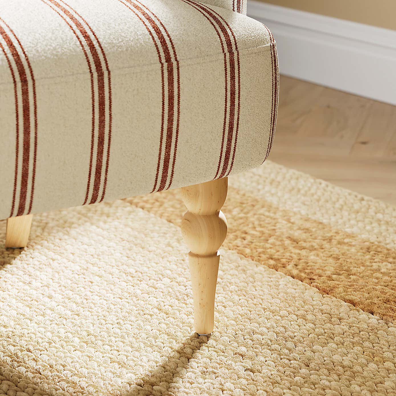 Petit Folkstone Stripe Terracotta 2 Seater Armchair