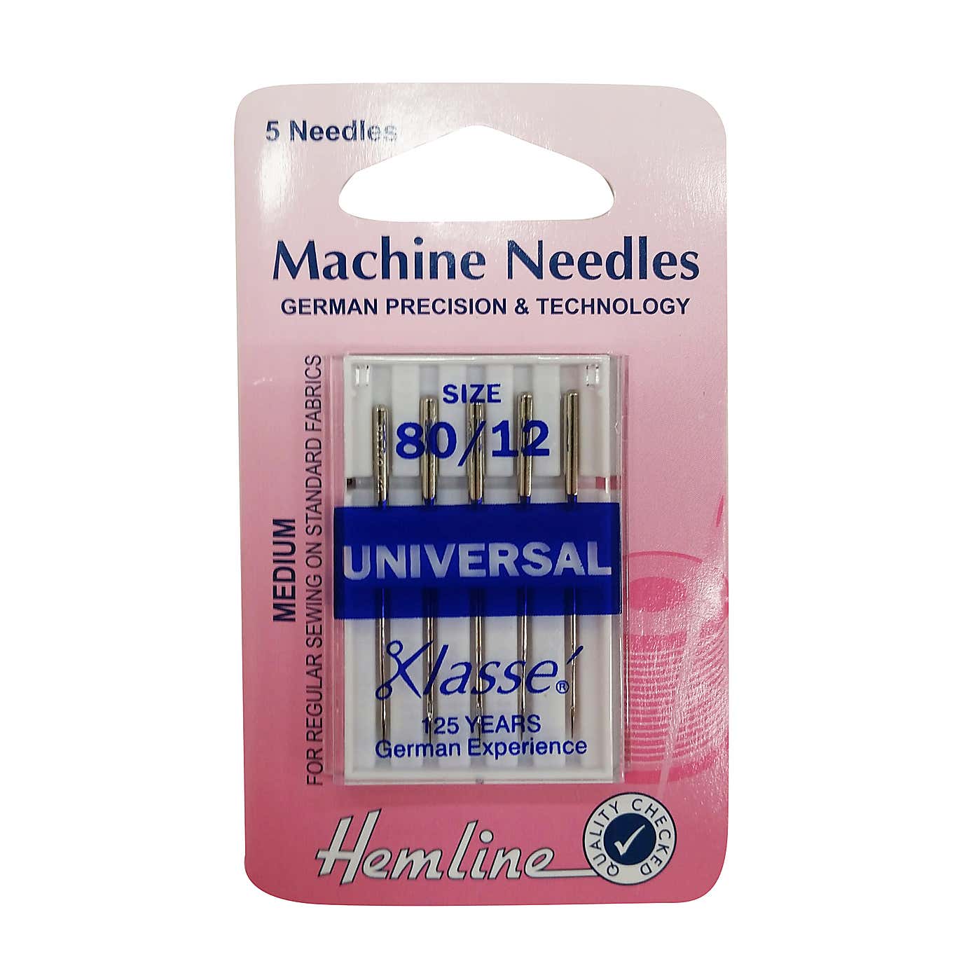 Hemline pack of 5 Medium Sewing Machine Needles