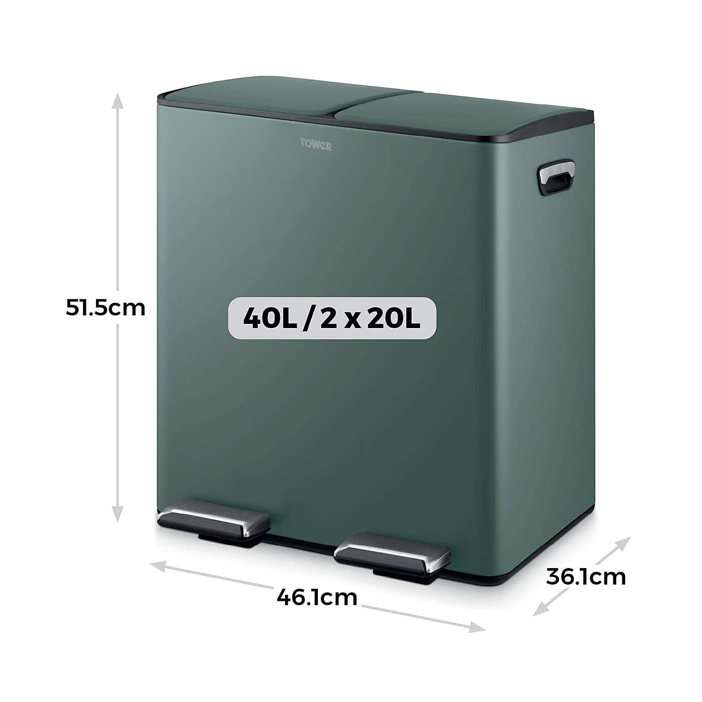 Tower 40L Recycling Pedal Bin