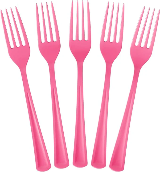 Heavy Duty Hot Pink Plastic Forks | 50 Count