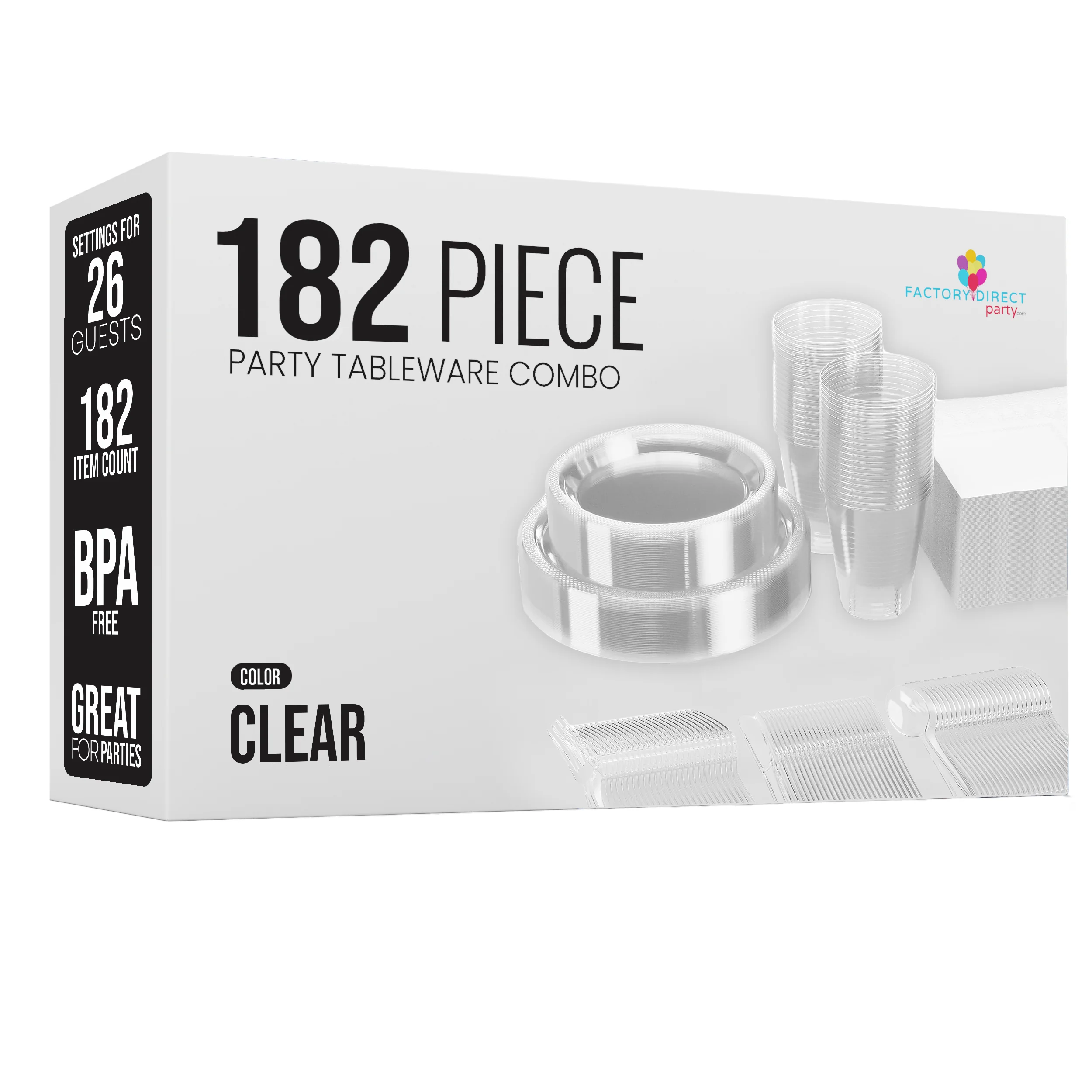 182 Piece Combo Set - Service For 26 - Clear