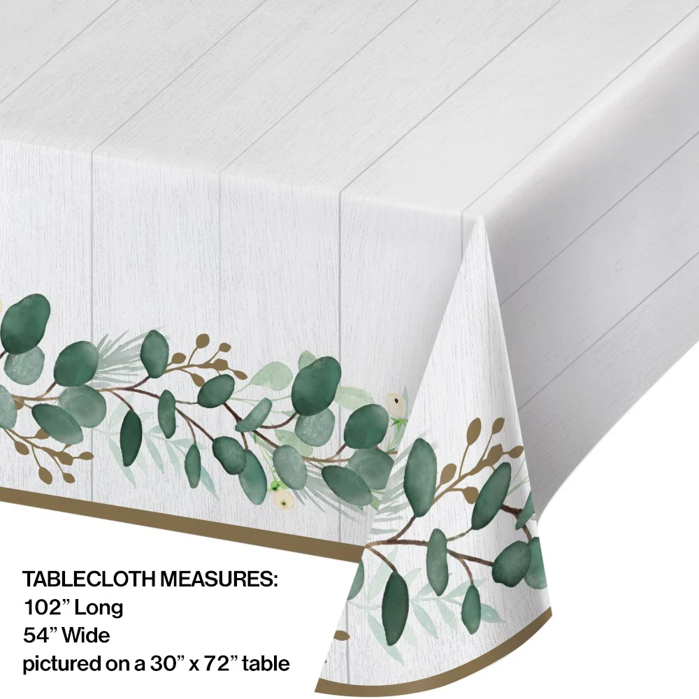 Eucalyptus Greens Plastic Tablecover 54inx102in 1ct