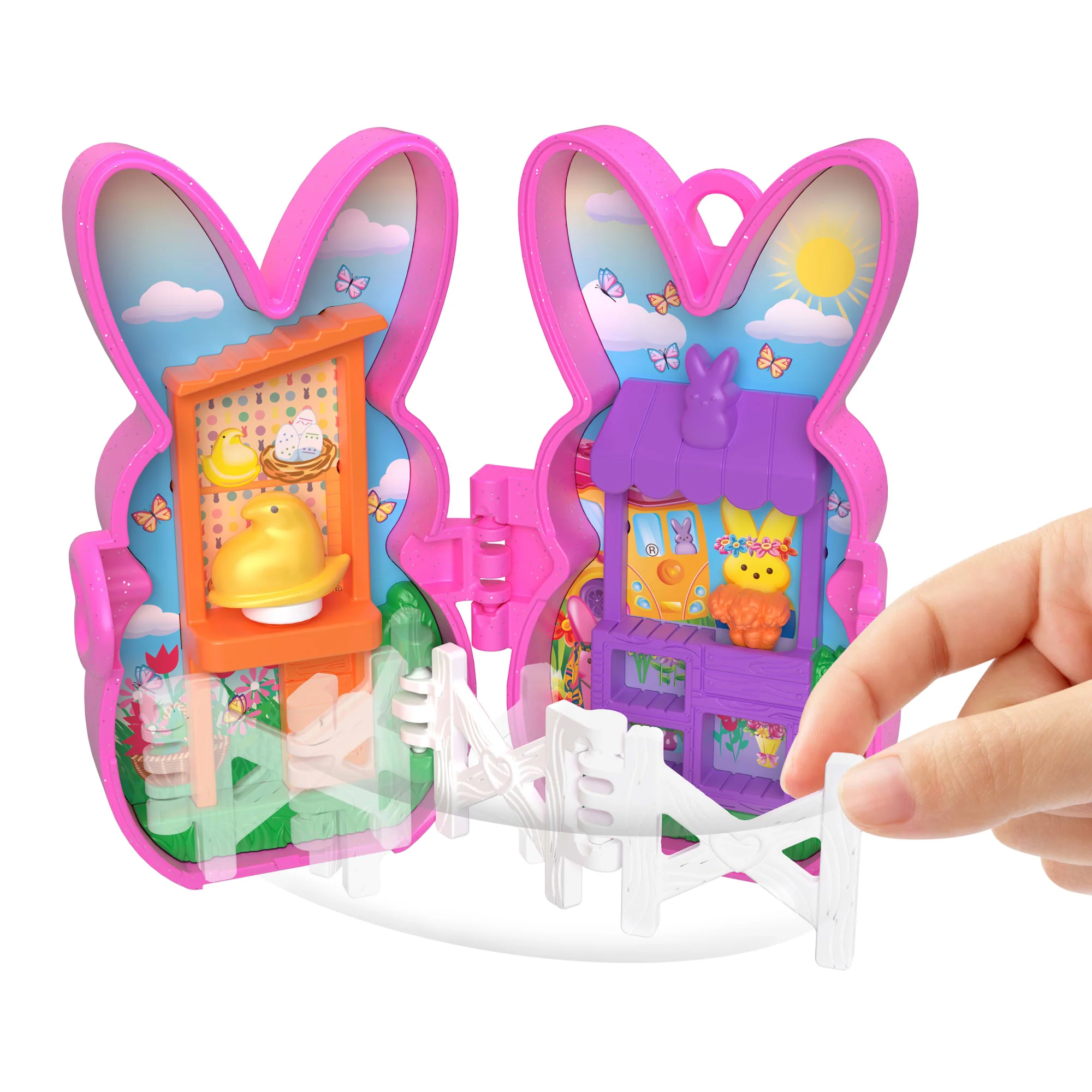 Polly Pocket X Peeps, Dolls & 2 Playsets With 6 Themed Accessories, Compact Travel Toy With Clip Keychains