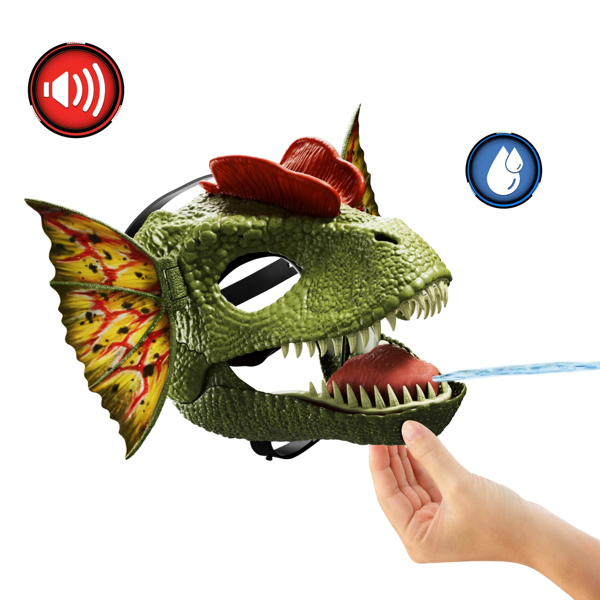 Jurassic World Dilophosaurus Role Play Mask With Sound & Water-Shooting Feature, Frill