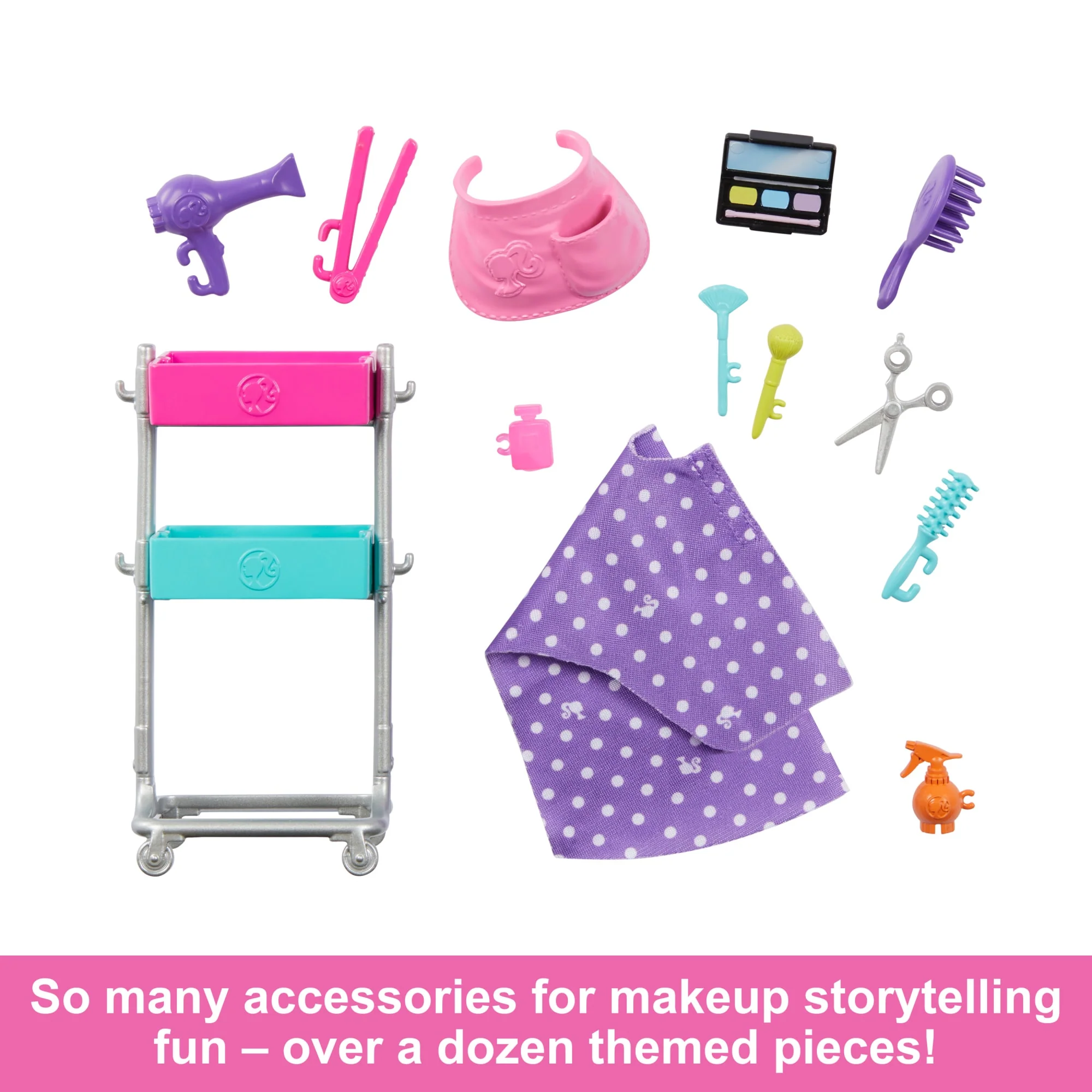 Barbie ��Malibu�� Stylist Doll & 14 Accessories Playset, Hair & Makeup Theme With Puppy & Styling Cart
