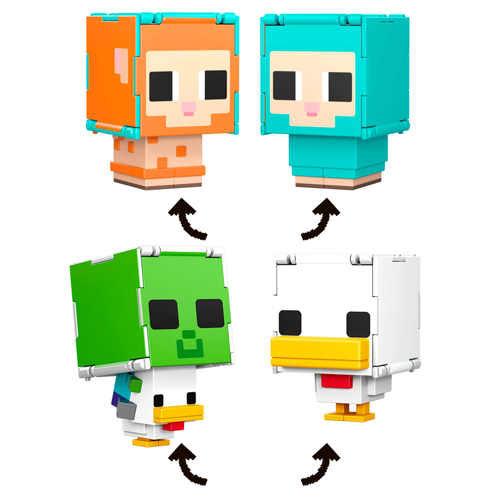 Minecraft Flippin�� Figs Sheep & Chicken Figures 2-Pack, 2-In-1 Fidget Play & Pixelated Design