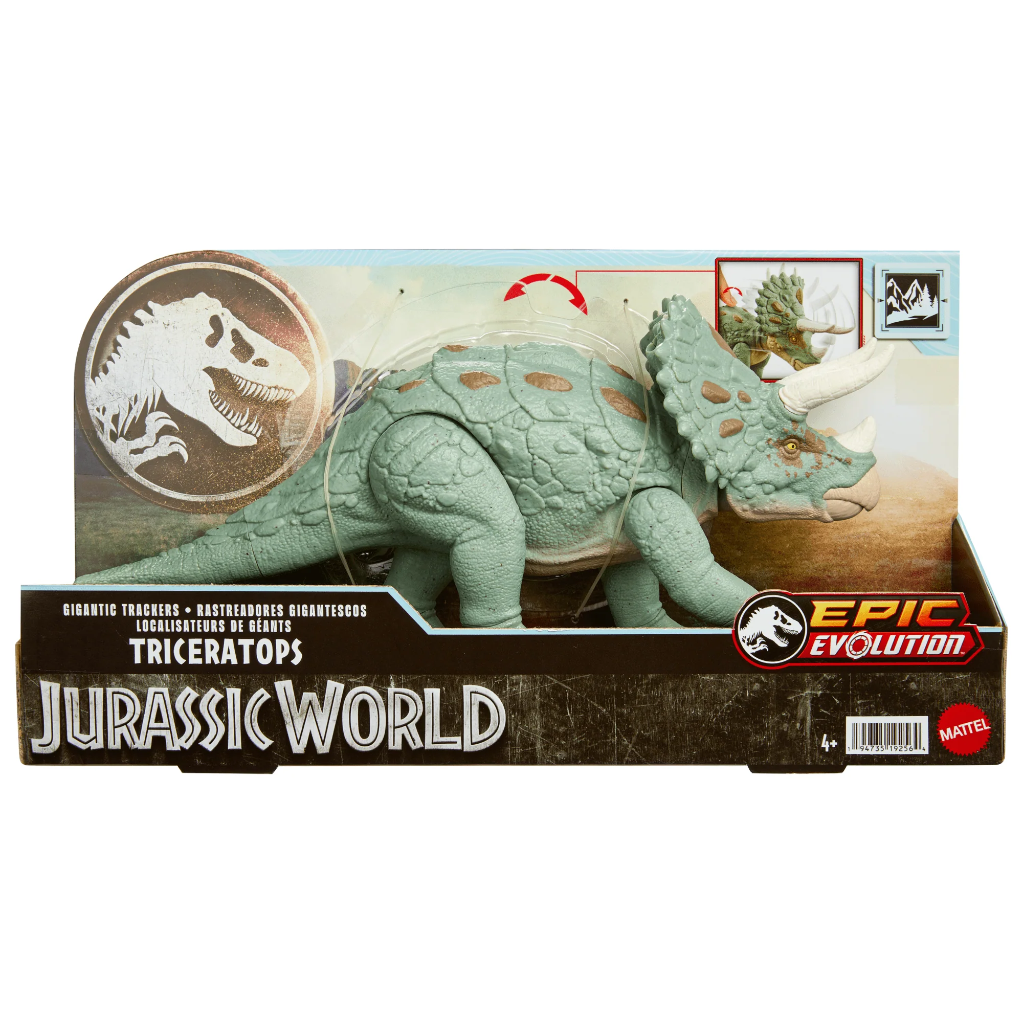 Jurassic World Gigantic Trackers Triceratops Dinosaur Action Figure Toy, Large Species