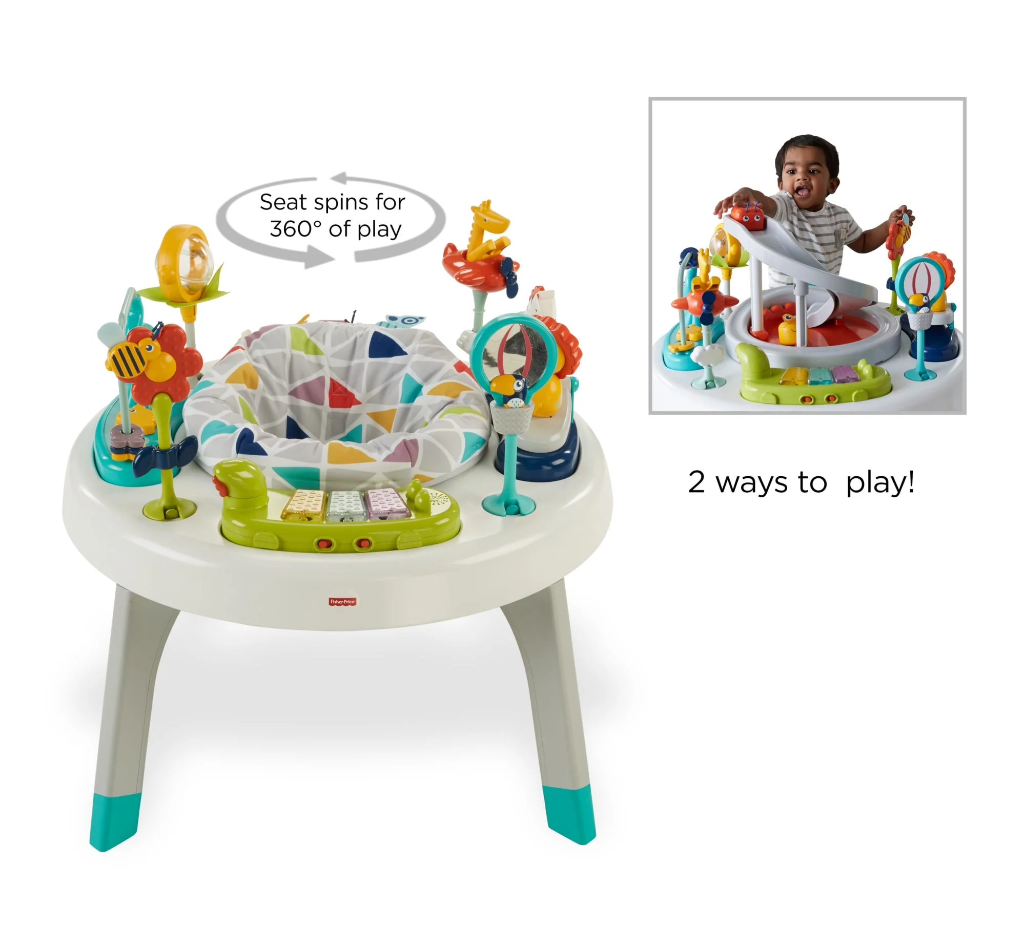 Fisher-Price 3-In-1 Sit-To-Stand Infant Activity Center And Toddler Play Table With Newborn Playmat
