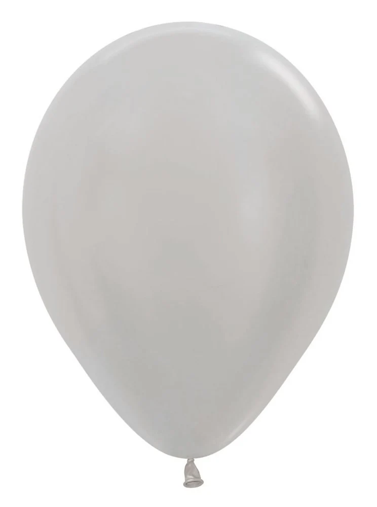 11 inch Sempertex Metallic Silver Latex Balloons 100ct