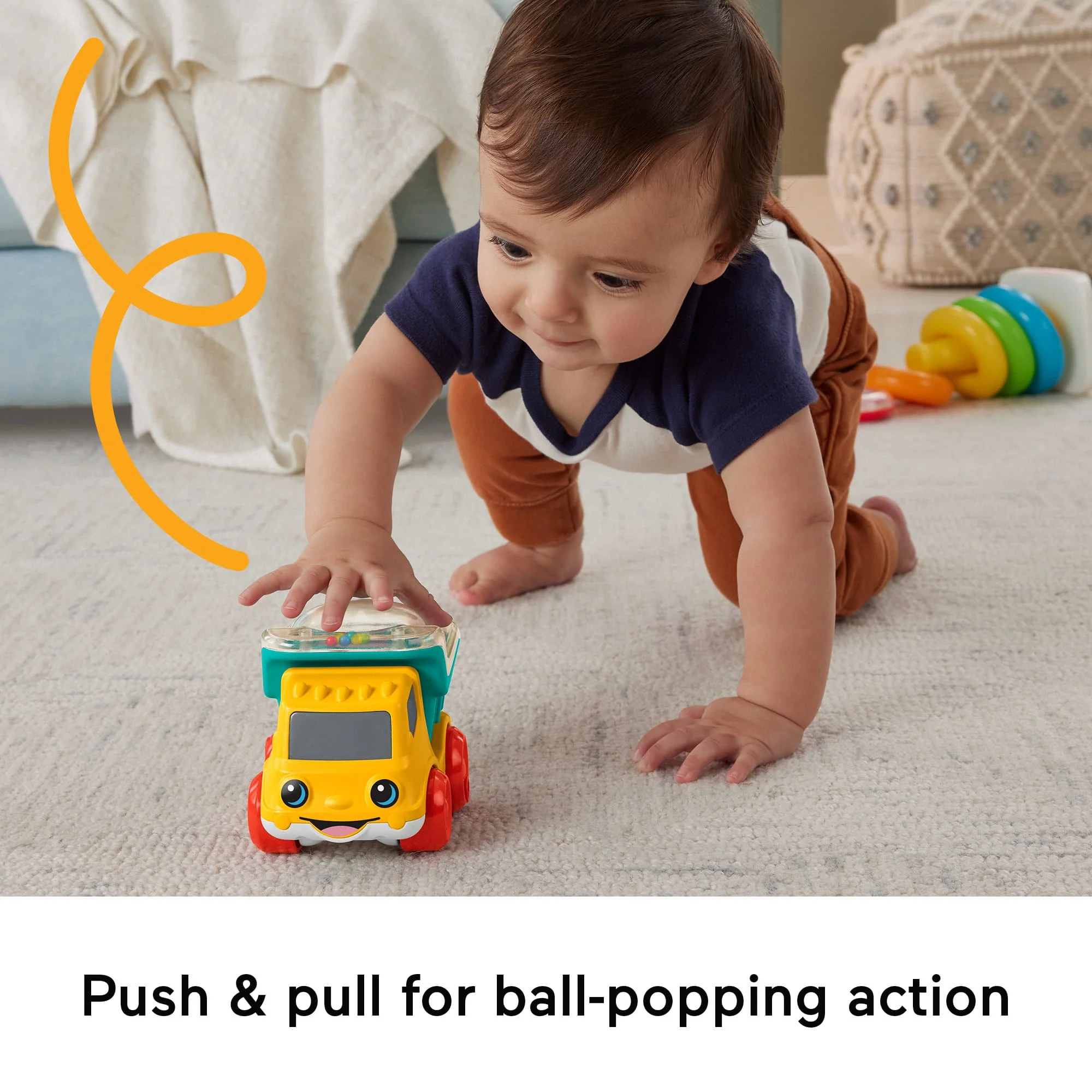 Fisher-Price Poppity Pop Dump Truck Push-Along Toy Ball Popper Vehicle For Infants