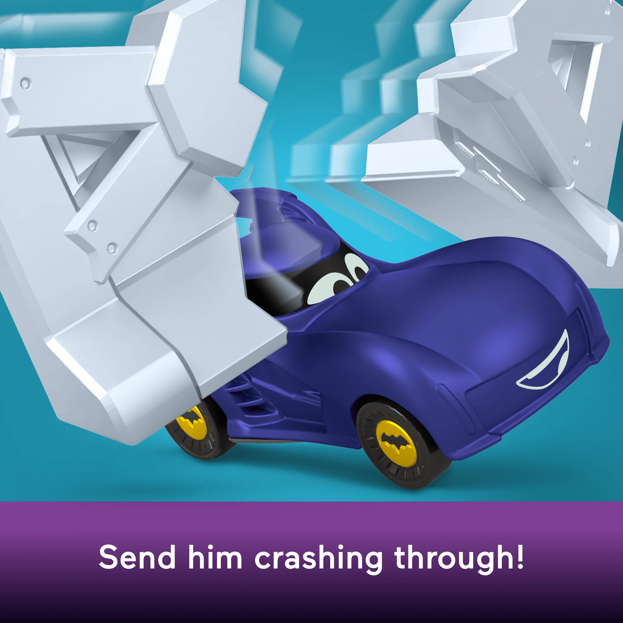 Fisher-Price DC Batwheels 1:55 Scale Bam The Batmobile Launching Toy Car With Accessory, 4 Pieces