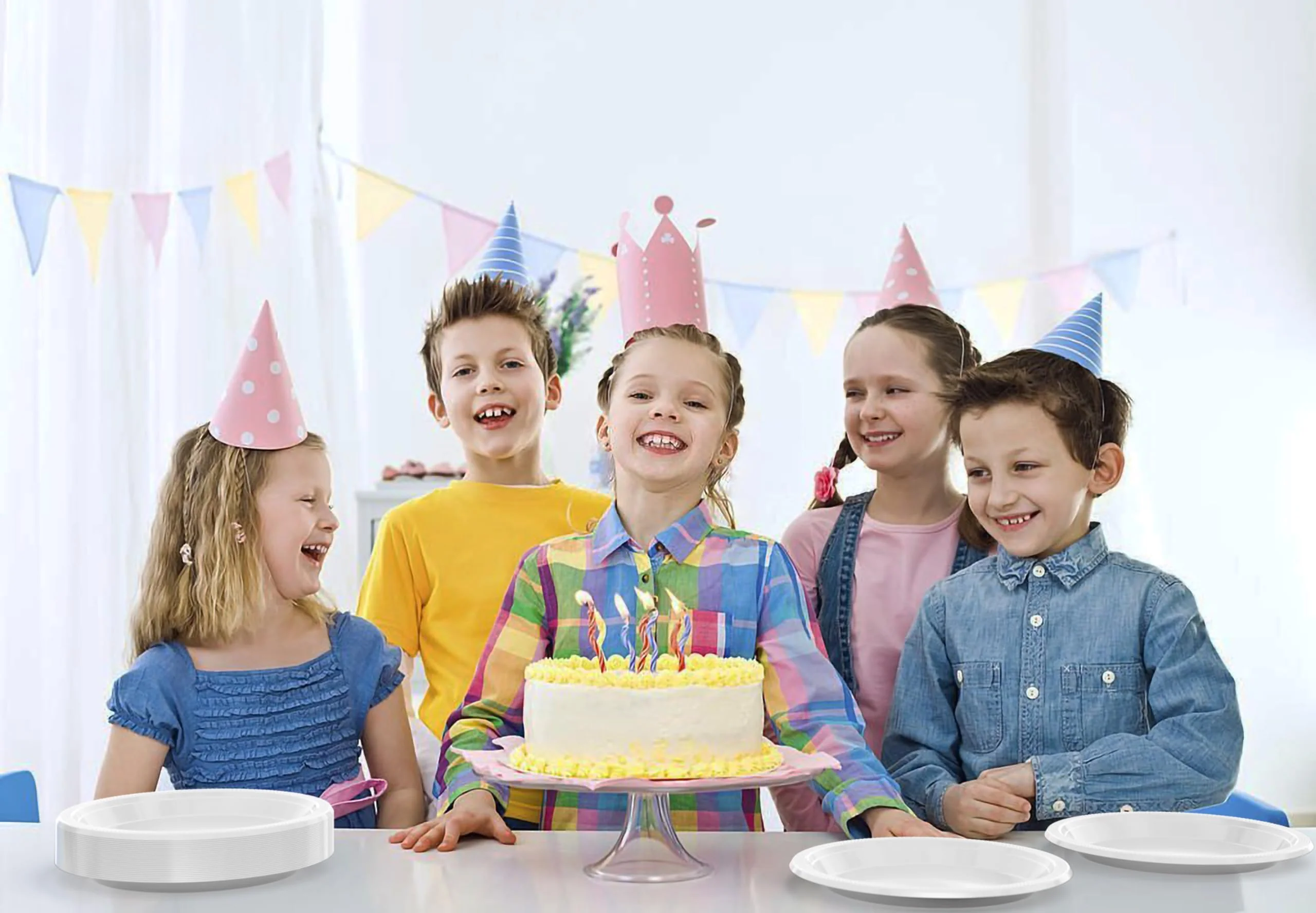 9 In. White Plastic Plates | 50 Count