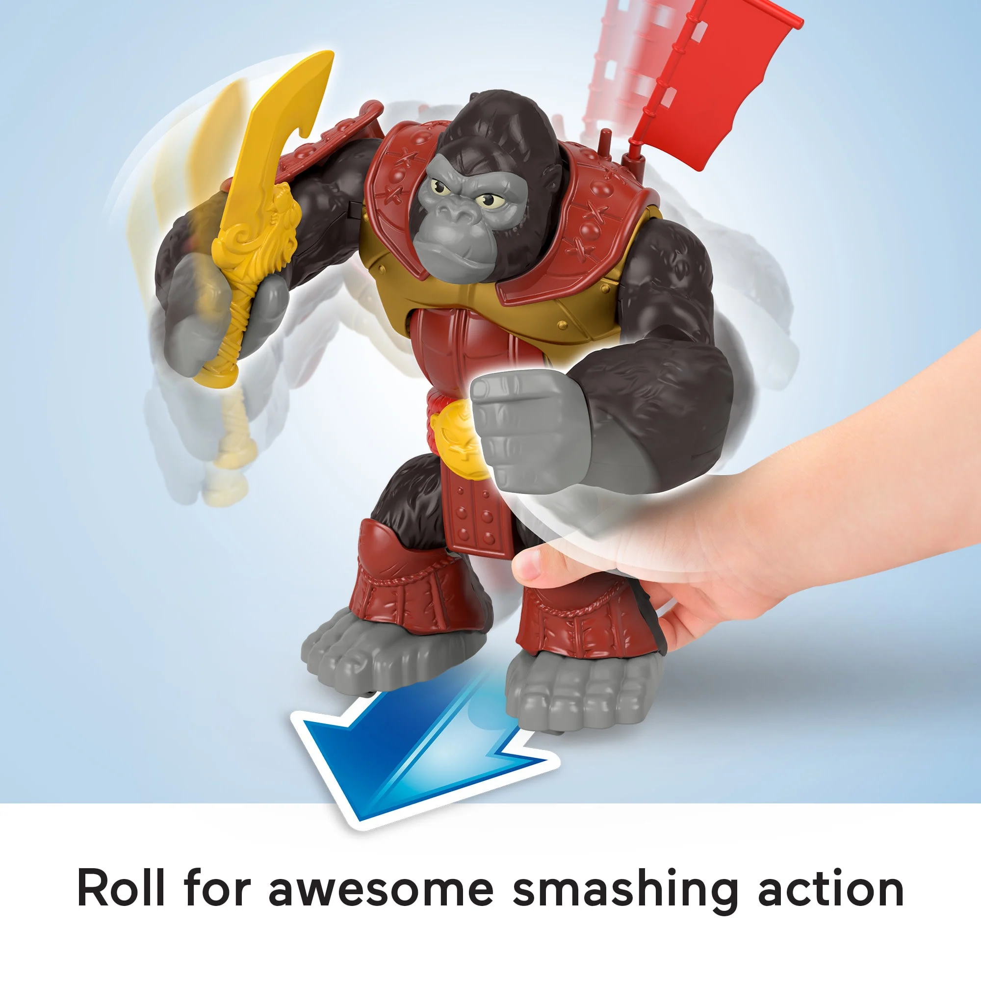 Imaginext Silverback Gorilla Smash Punching Action Figure For Preschool Kids, 3 Pieces