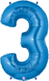 Betallic 3 Blue 34 inch Shaped Foil Balloon Packaged 1ct
