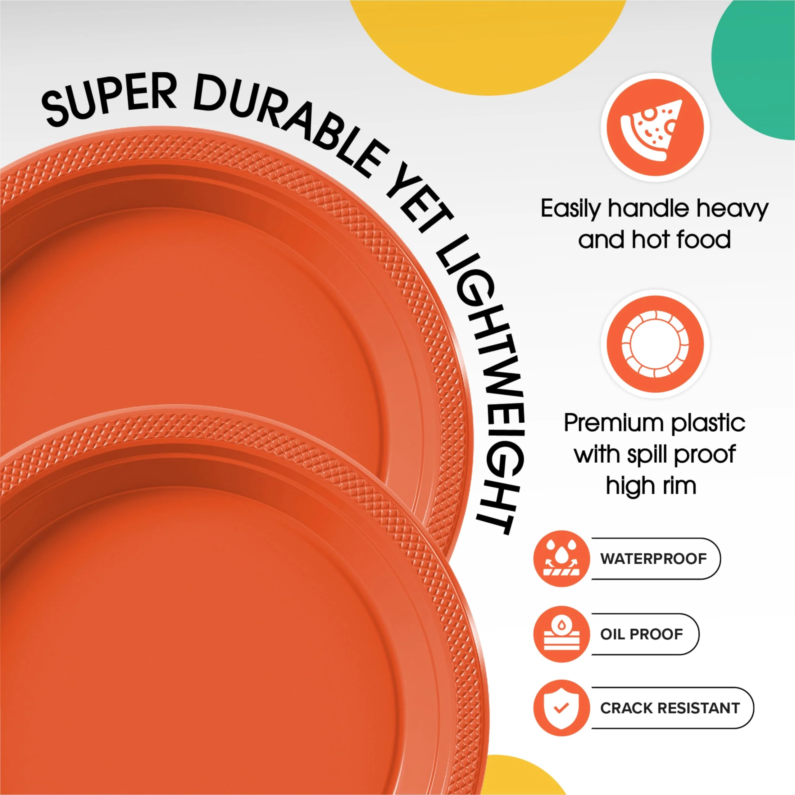 7 In. Orange Plastic Plates | 50 Count