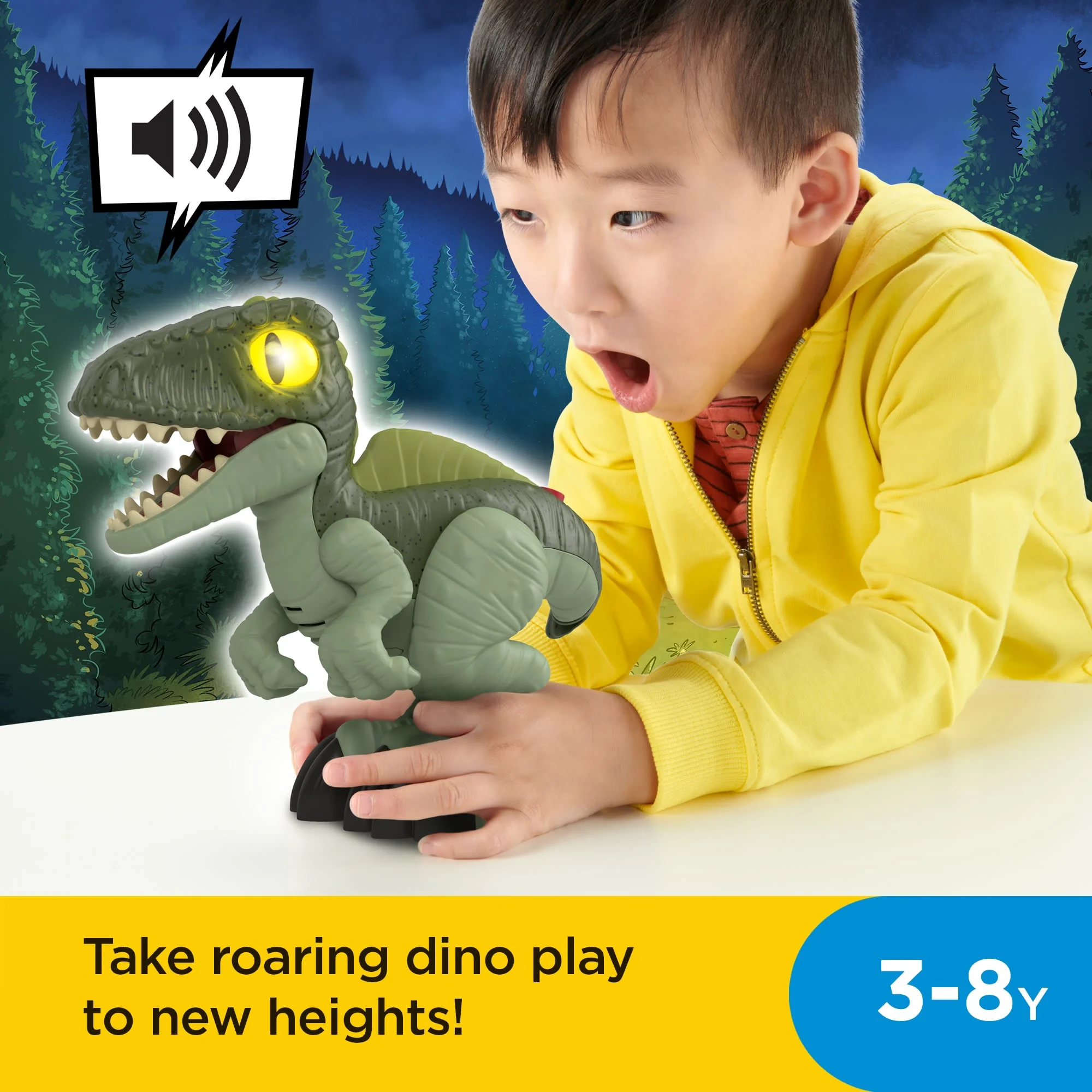 Imaginext Jurassic World Dominion Deluxe Growlin�� Giga XL Dinosaur Toy With Lights & Sounds