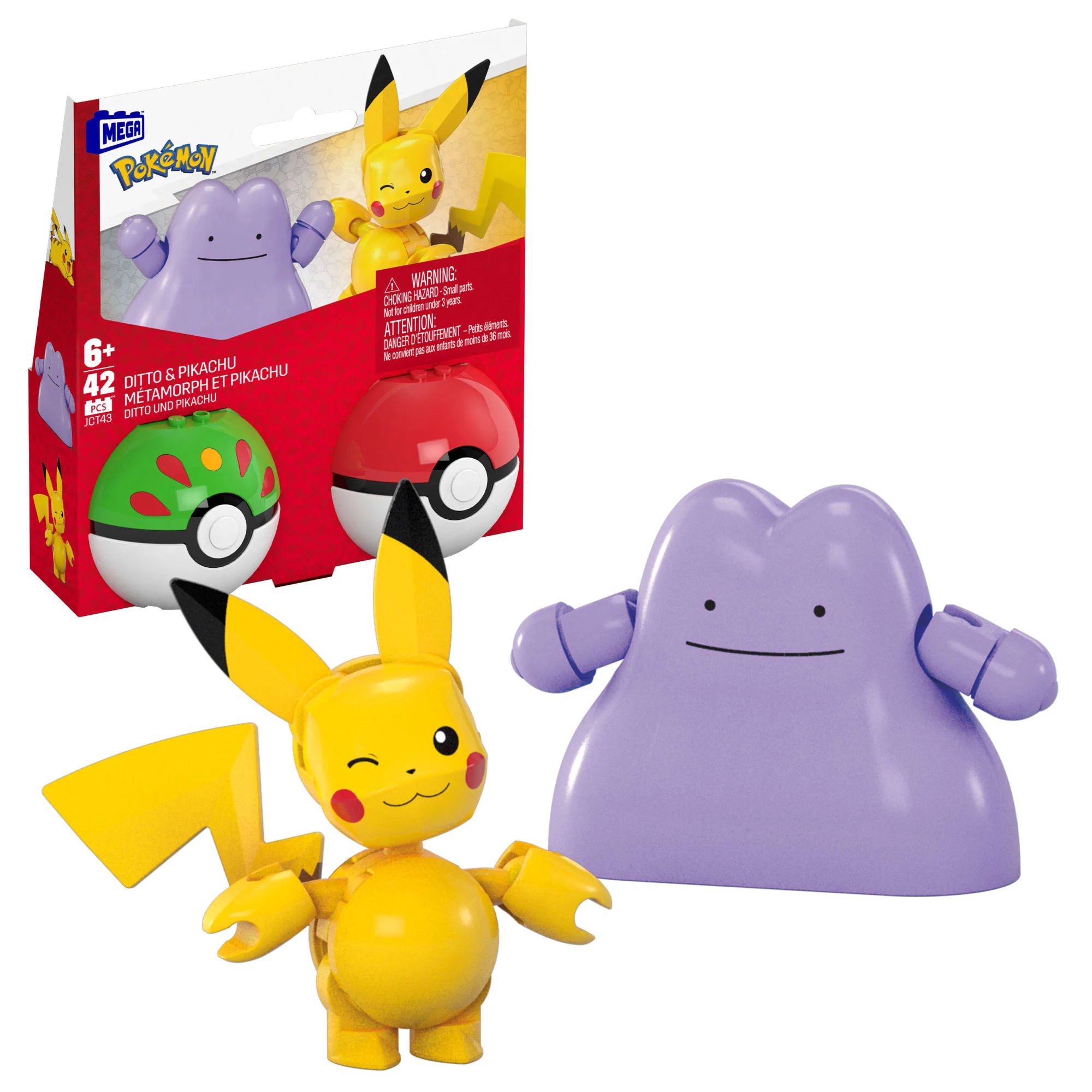 MEGA Pok��mon Pok�� Ball 2-Pack Building Toy Kits With 2 Action Figures (42 Pieces) For Kids