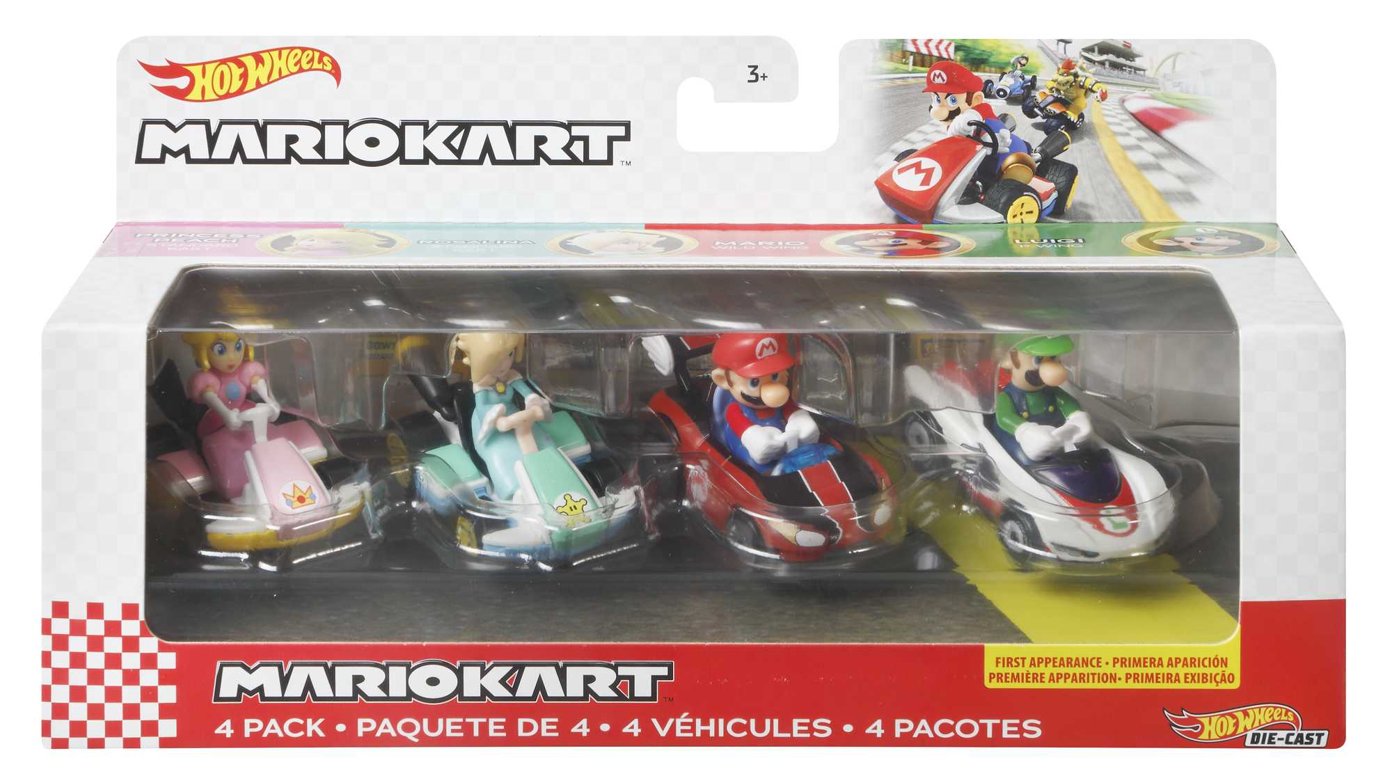 Hot Wheels Mario Kart Vehicle 4-Pack With 1 Exclusive Collectible Model