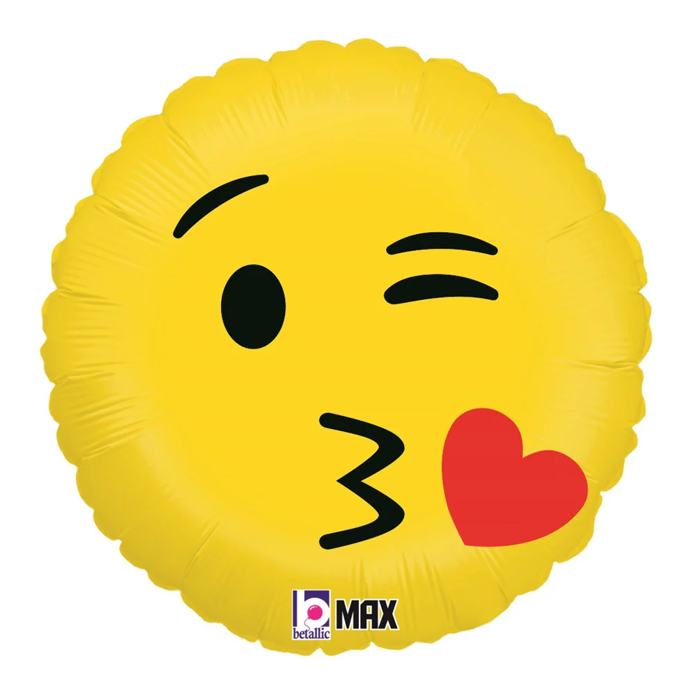 Betallic Emoji Kiss 18 inch MAX Float Balloon Packaged 1ct