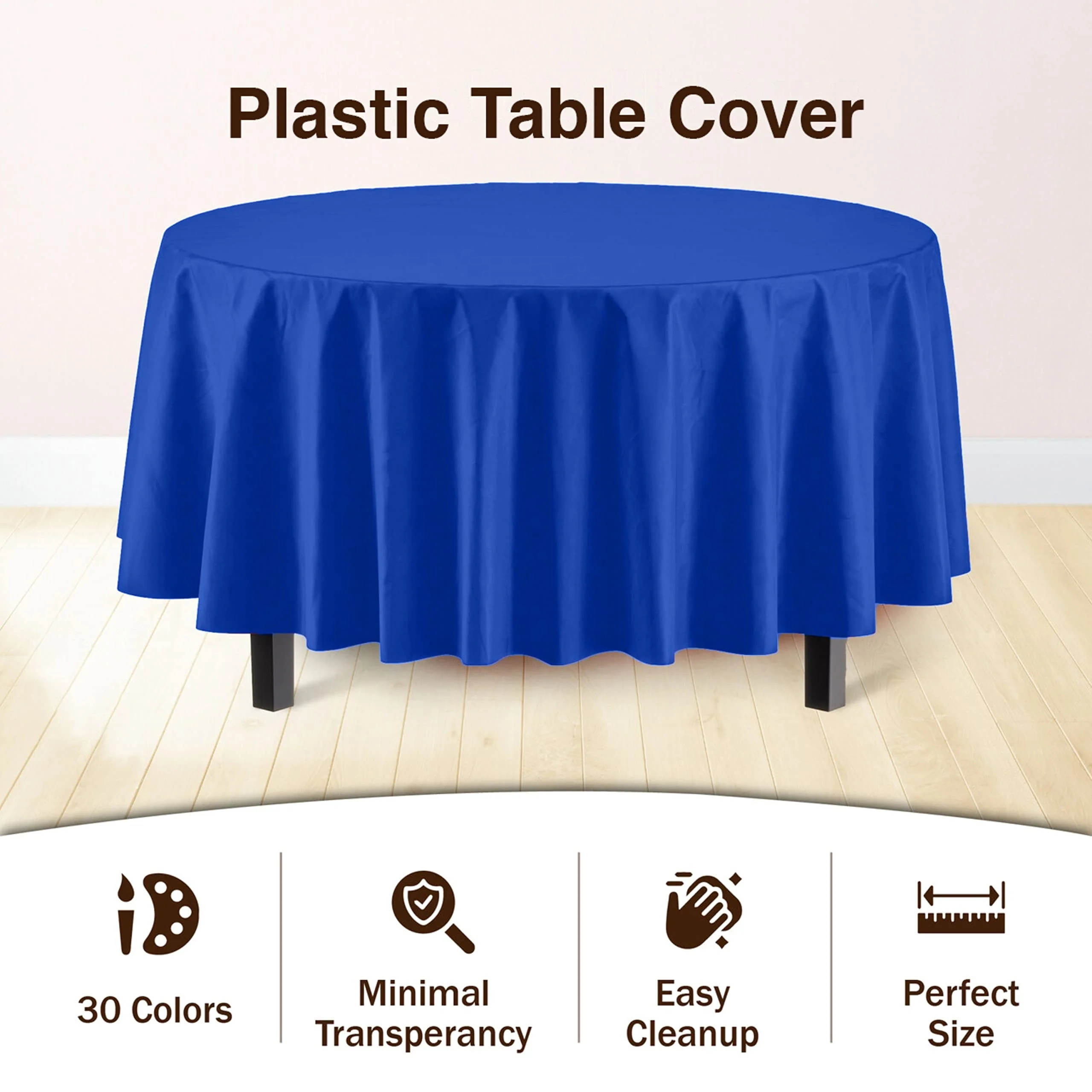 Dark Blue Round Plastic Table Cover