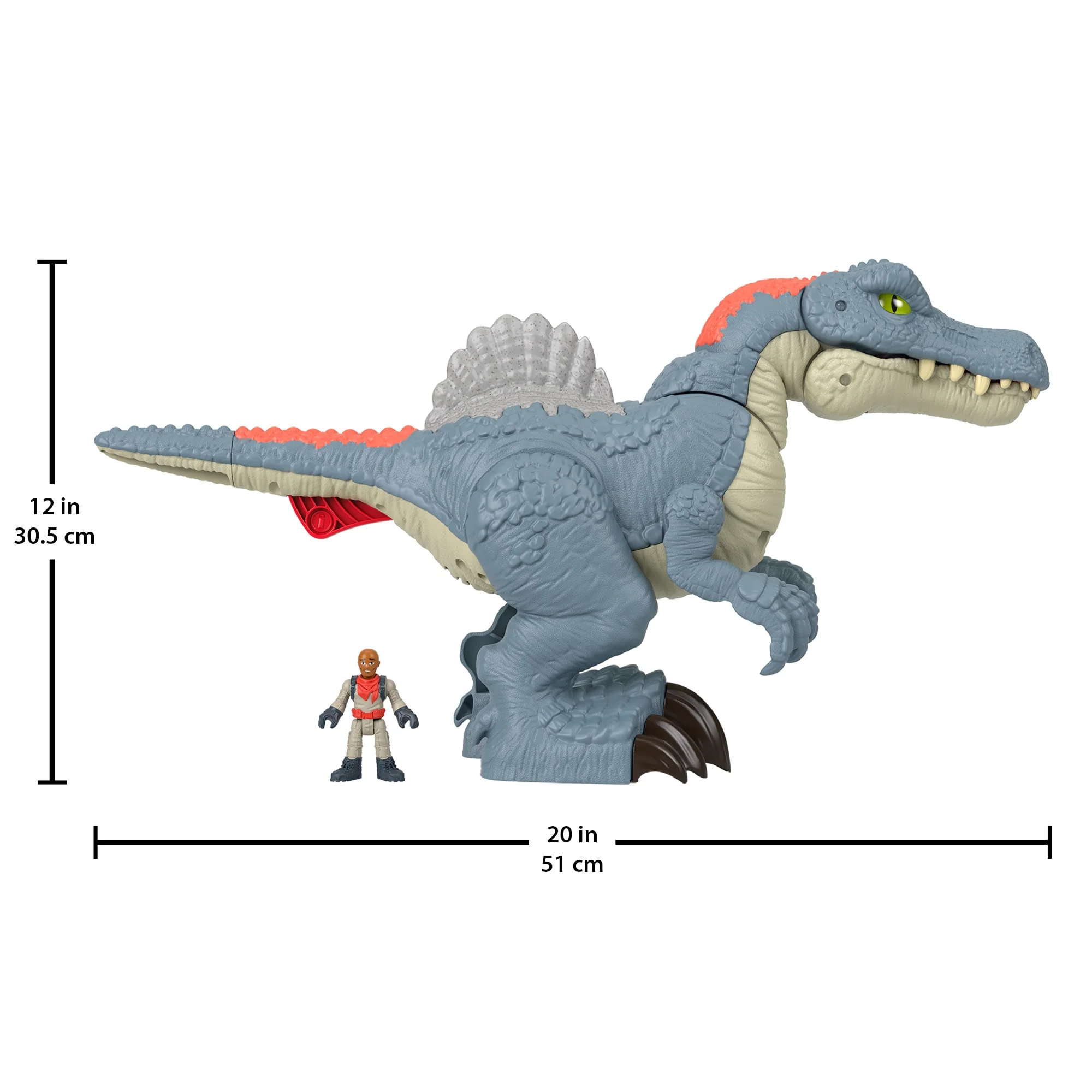 Imaginext Jurassic World Ultra Snap Spinosaurus Dinosaur Toy With Lights & Sounds, 2 Pieces
