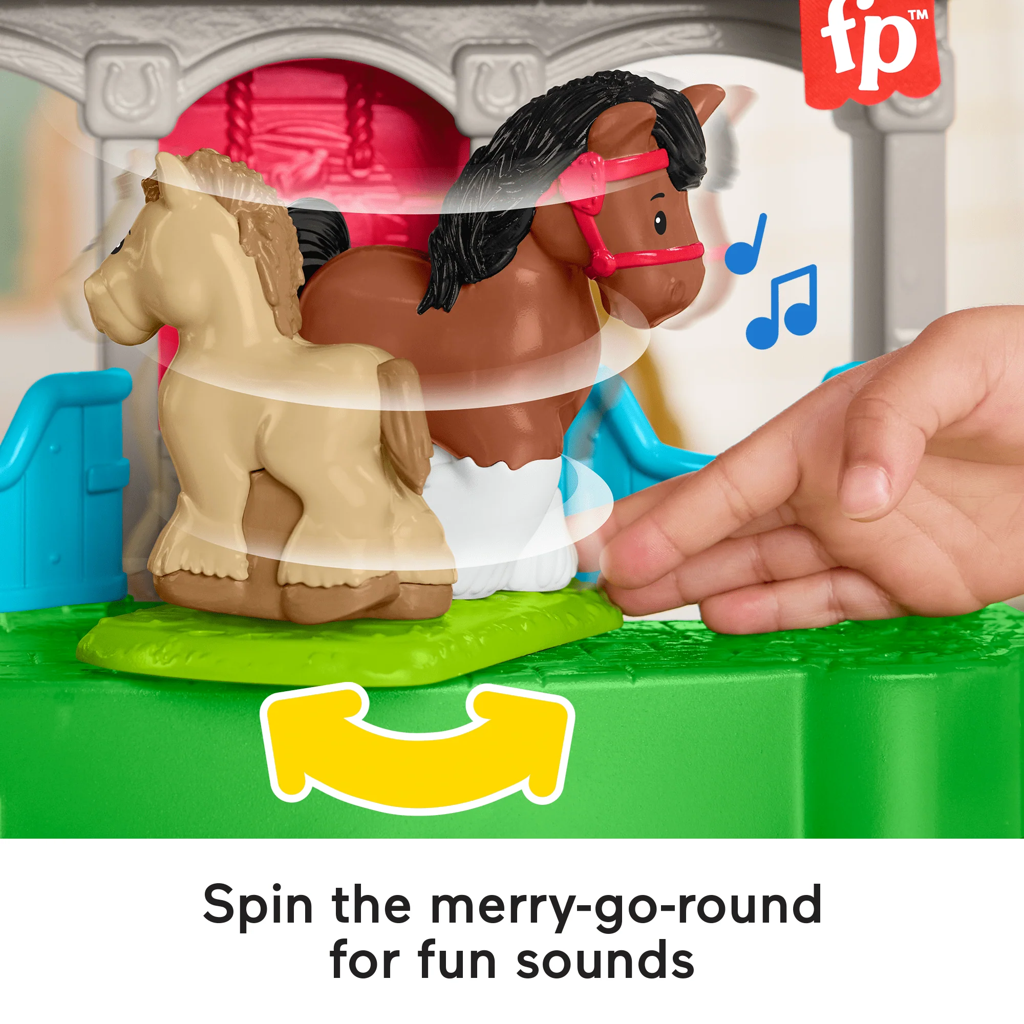 Fisher-Price Little People Friendly Horses Stable Toddler Playset With Sounds, 6 Play Pieces