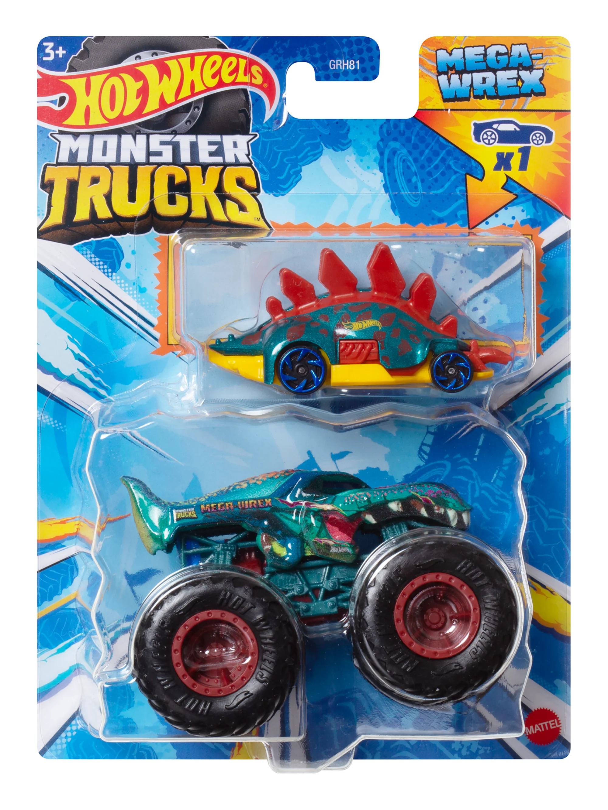 Hot Wheels Monster Trucks Veh��culo de Juguete Cami��n Crash Squad Mega Wrex + Motosaurus