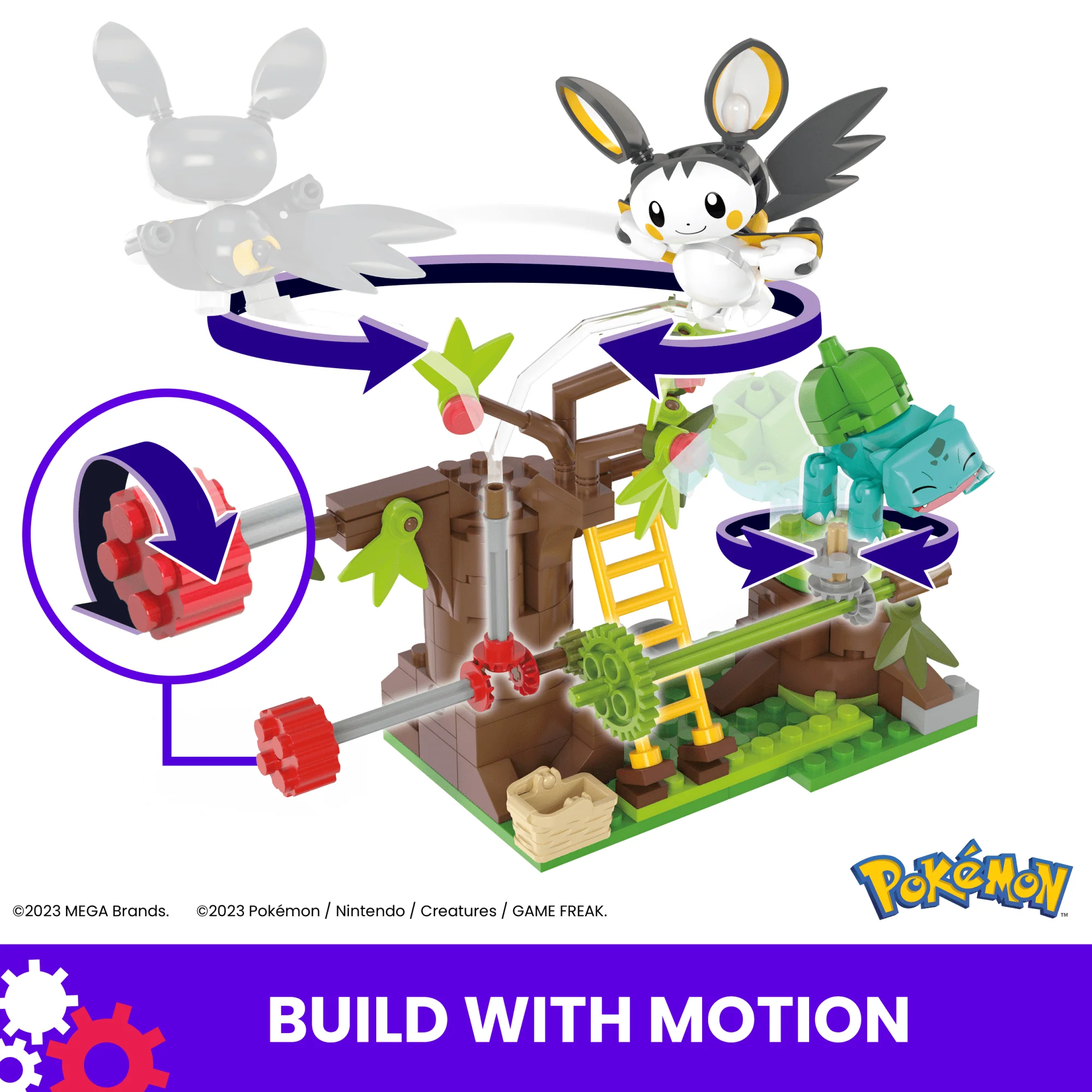 MEGA Pok��mon Emolga And Bulbasaur's Charming Woods Building Toy Kit (194 Pieces) For Kids