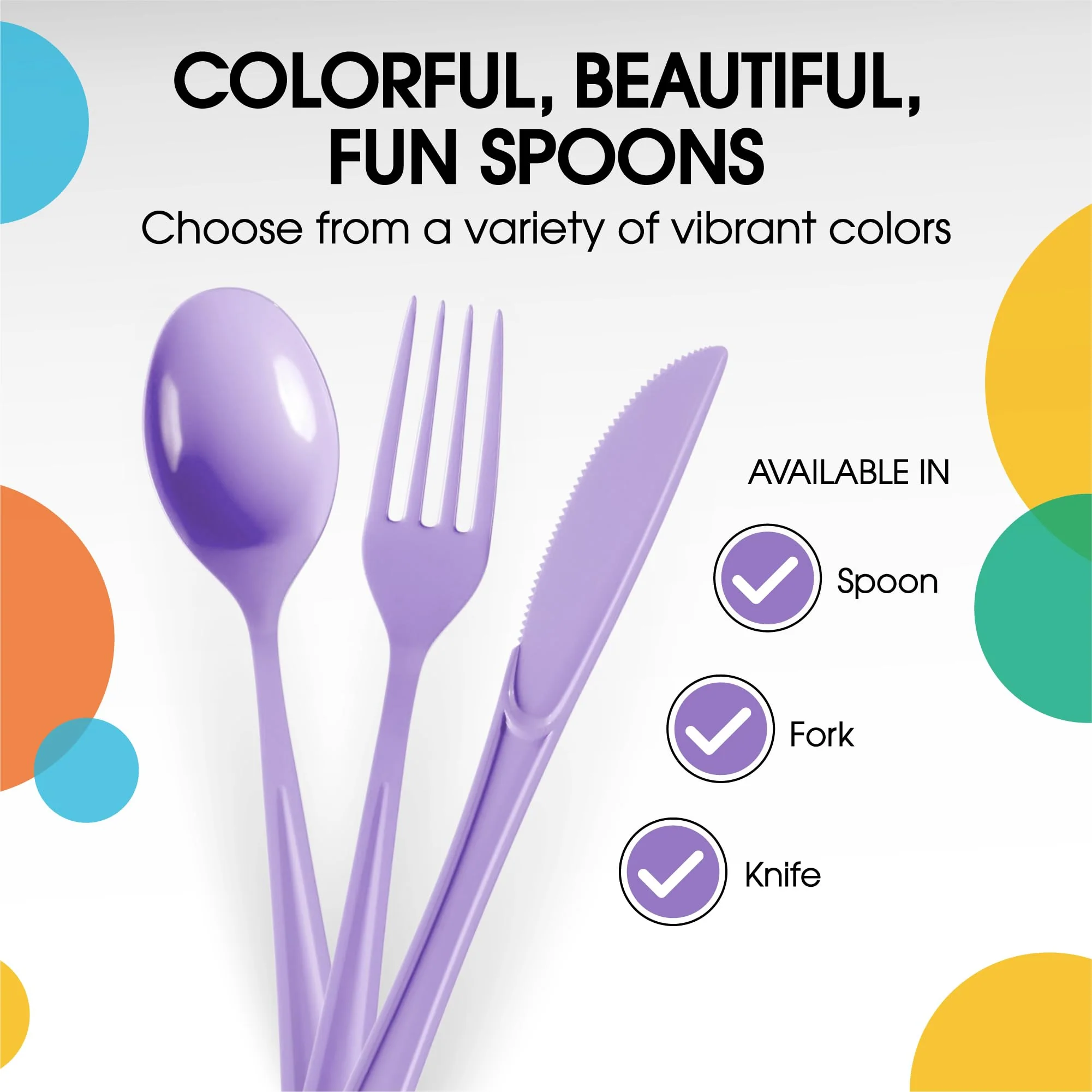 Heavy Duty Lavender Plastic Spoons | 50 Count