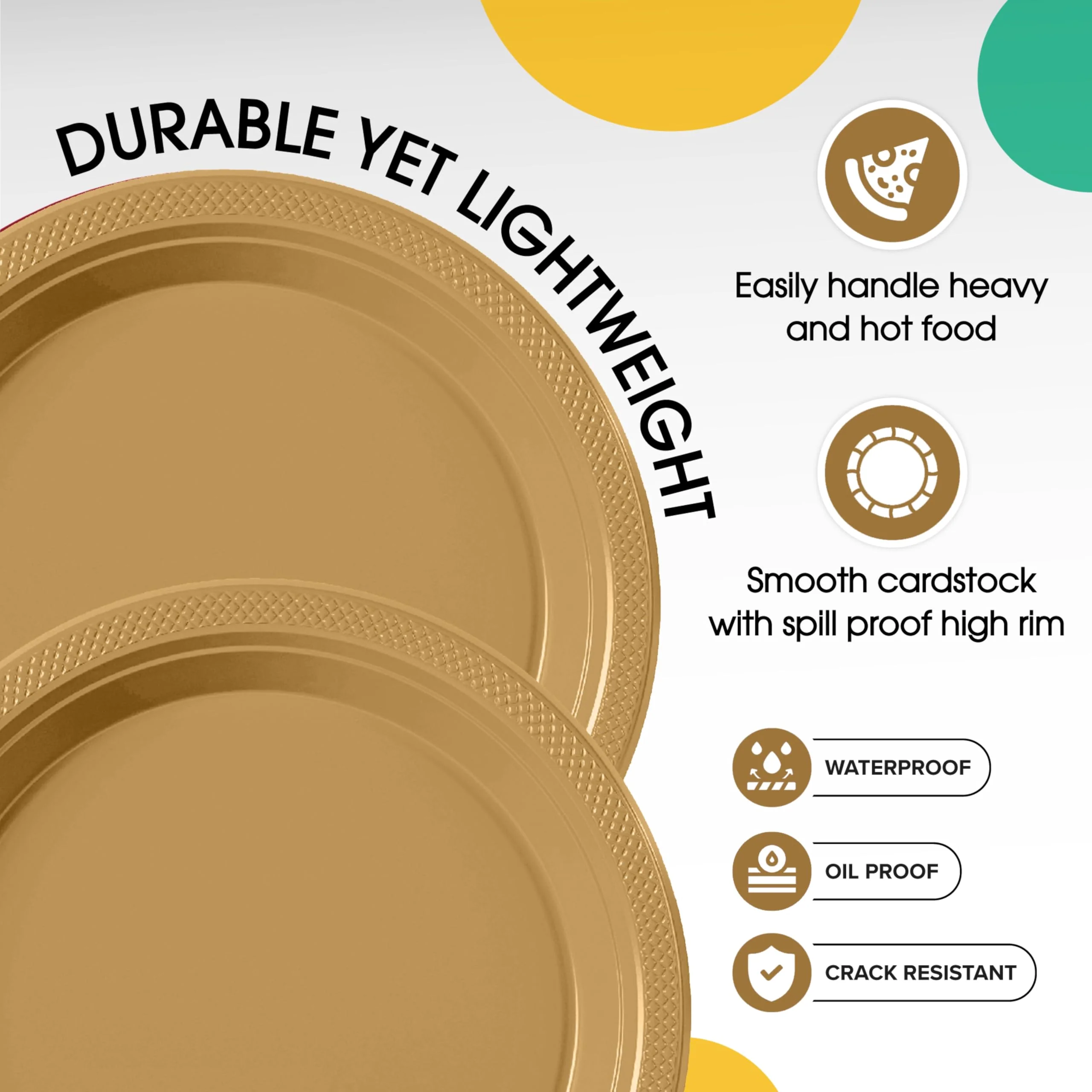 7 In. Gold Plastic Plates | 50 Count