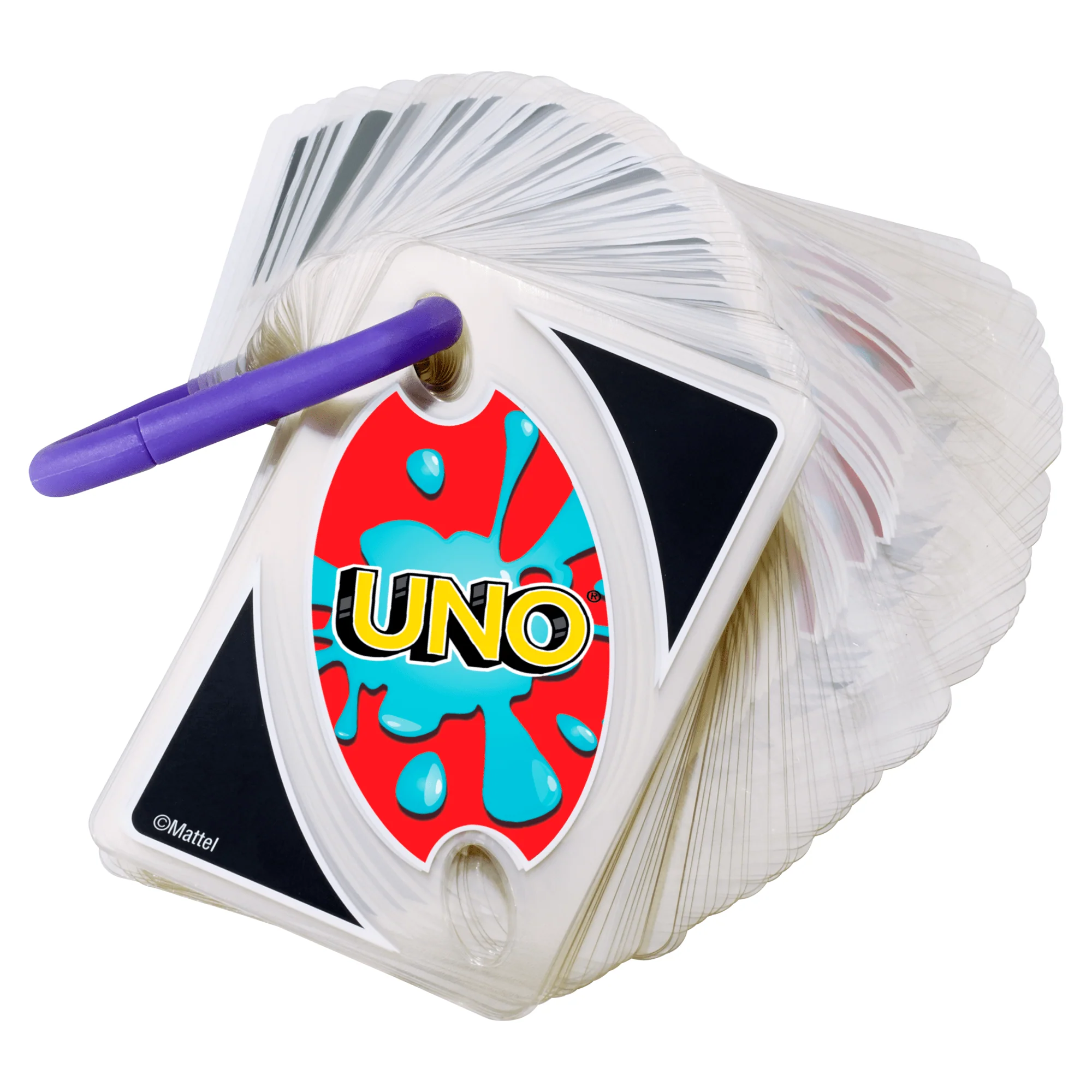 UNO Splash Card Game With Waterproof Cards And Portable Clip For Travel