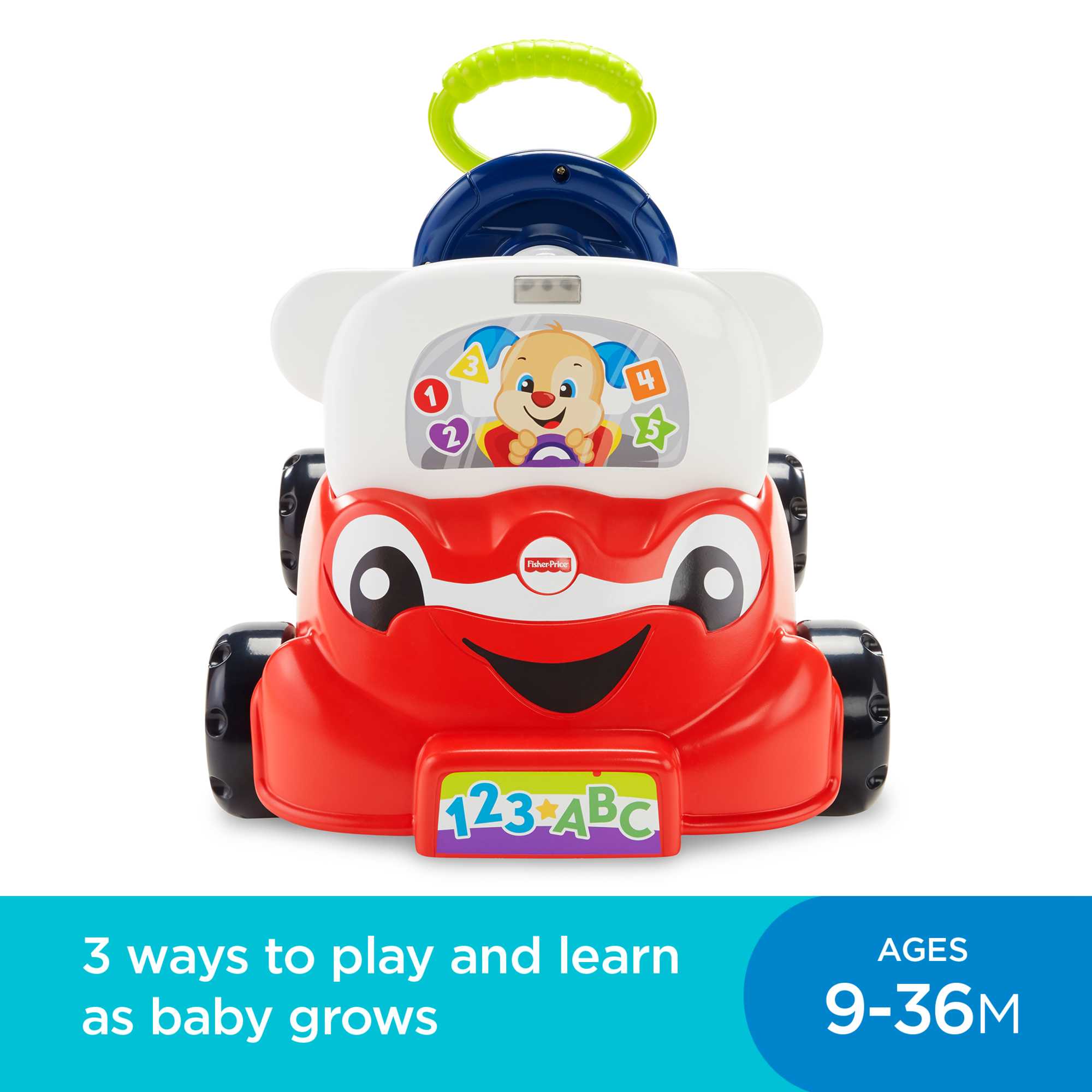 Fisher-Price Laugh & Learn 3-In-1 Smart Car Interactive Infant Walker & Toddler Ride-On Toy