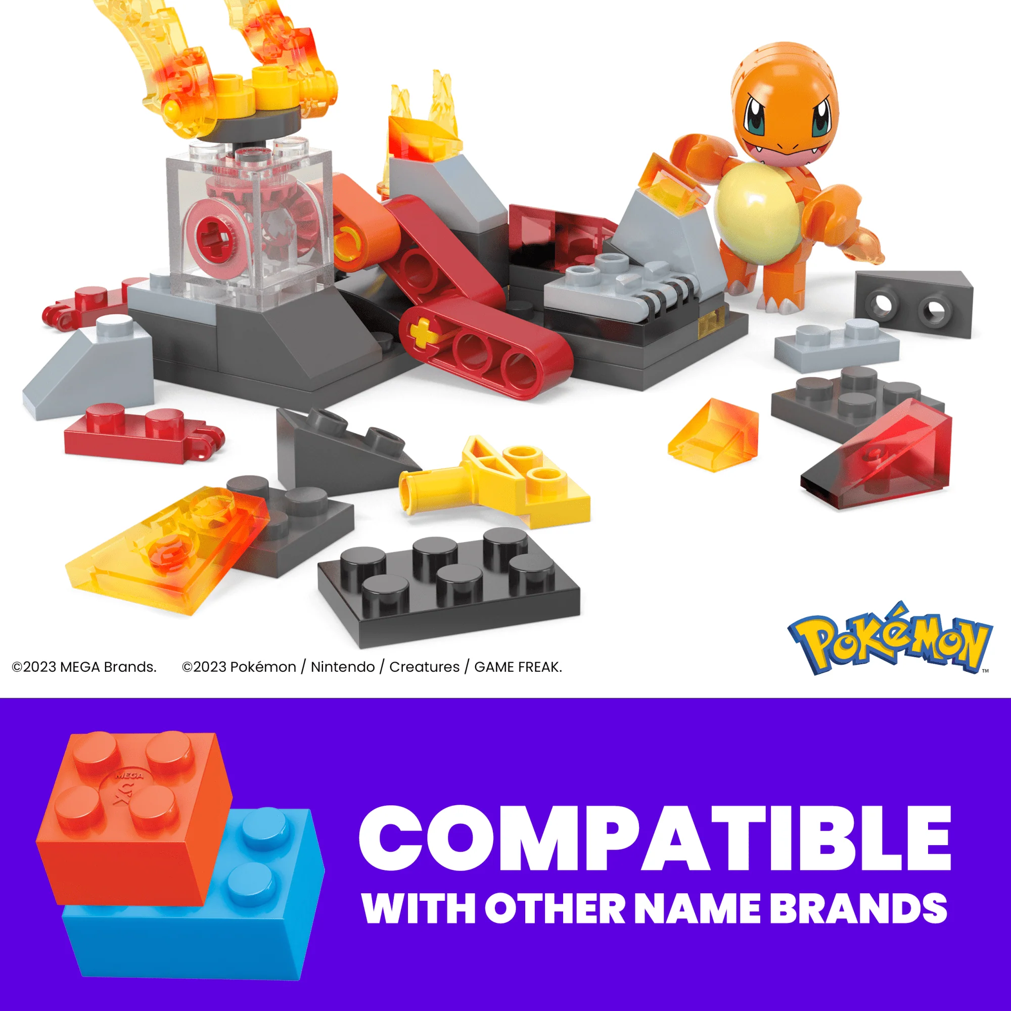 MEGA Pok��mon Charmander's Fire-Type Spin Building Toy Kit With Figure (81 Pieces) For Kids