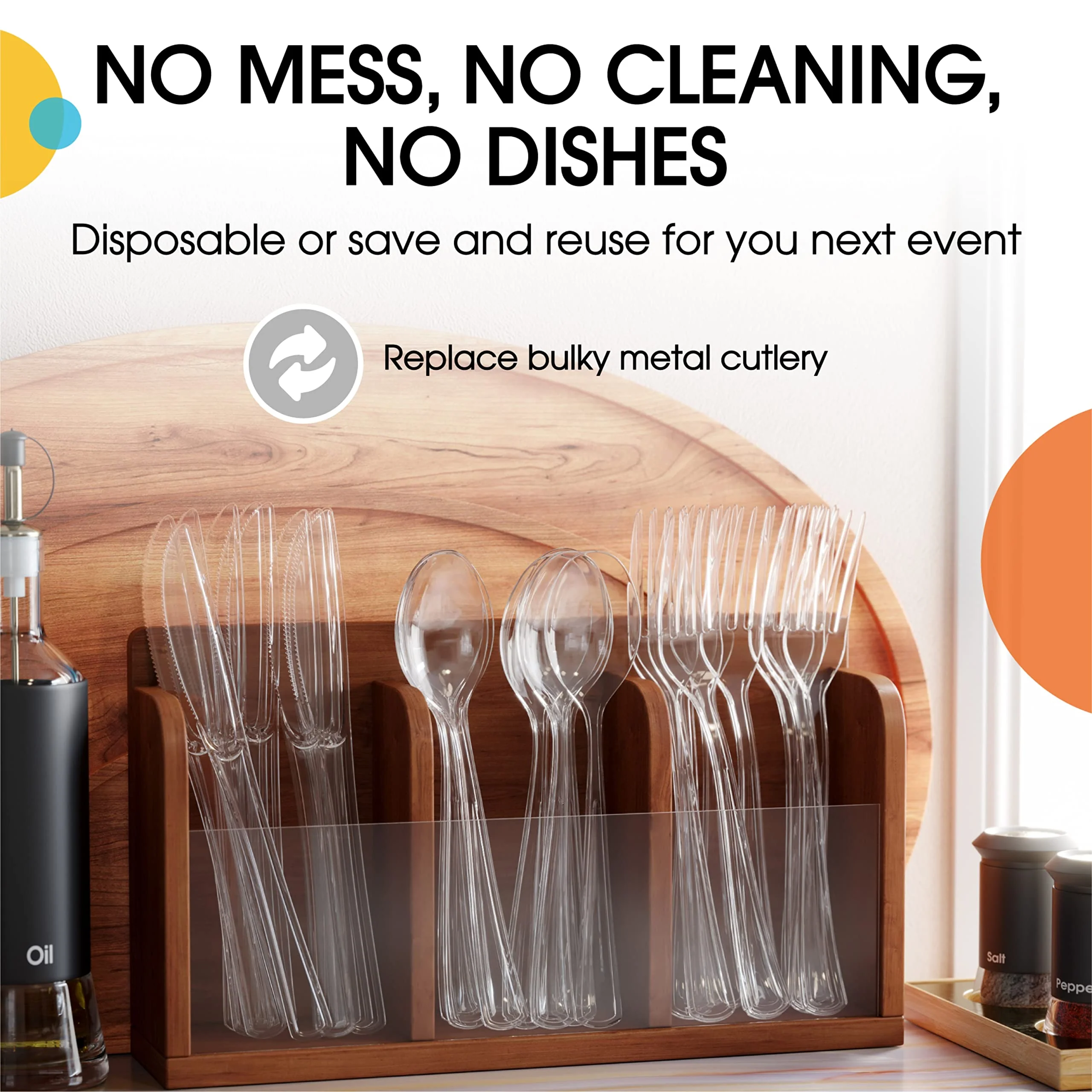 Heavy Duty Clear Plastic Spoons | 50 Count