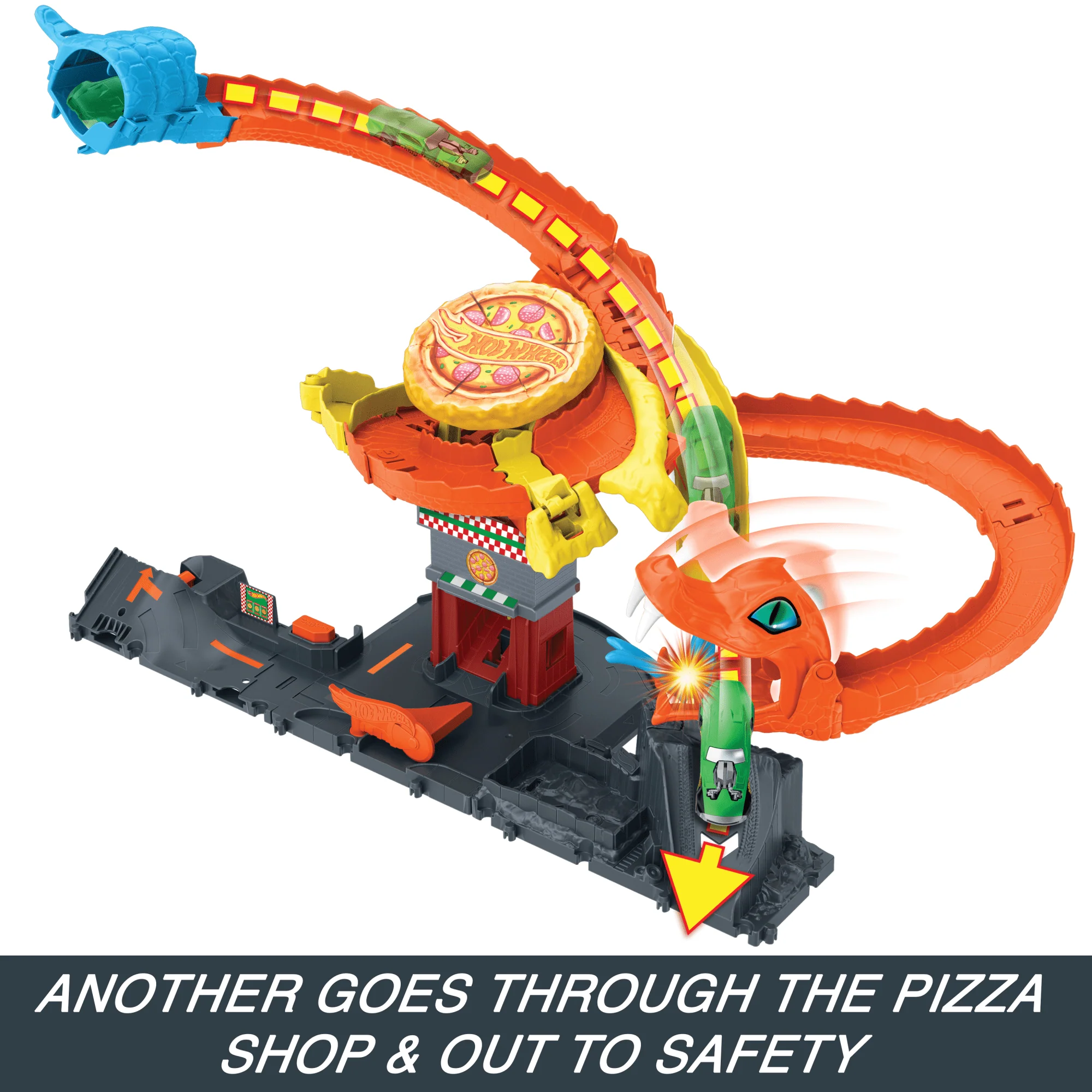 Hot Wheels City Pizza Slam Cobra Attack Playset With 1:64 Scale Toy Car
