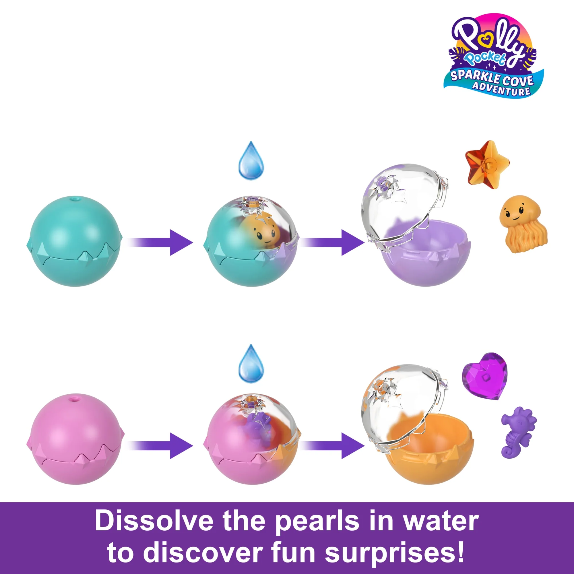 Polly Pocket Sparkle Cove Adventure Island Treasure Chest Playset With 2 Micro Dolls, 4 Animals & Accessories