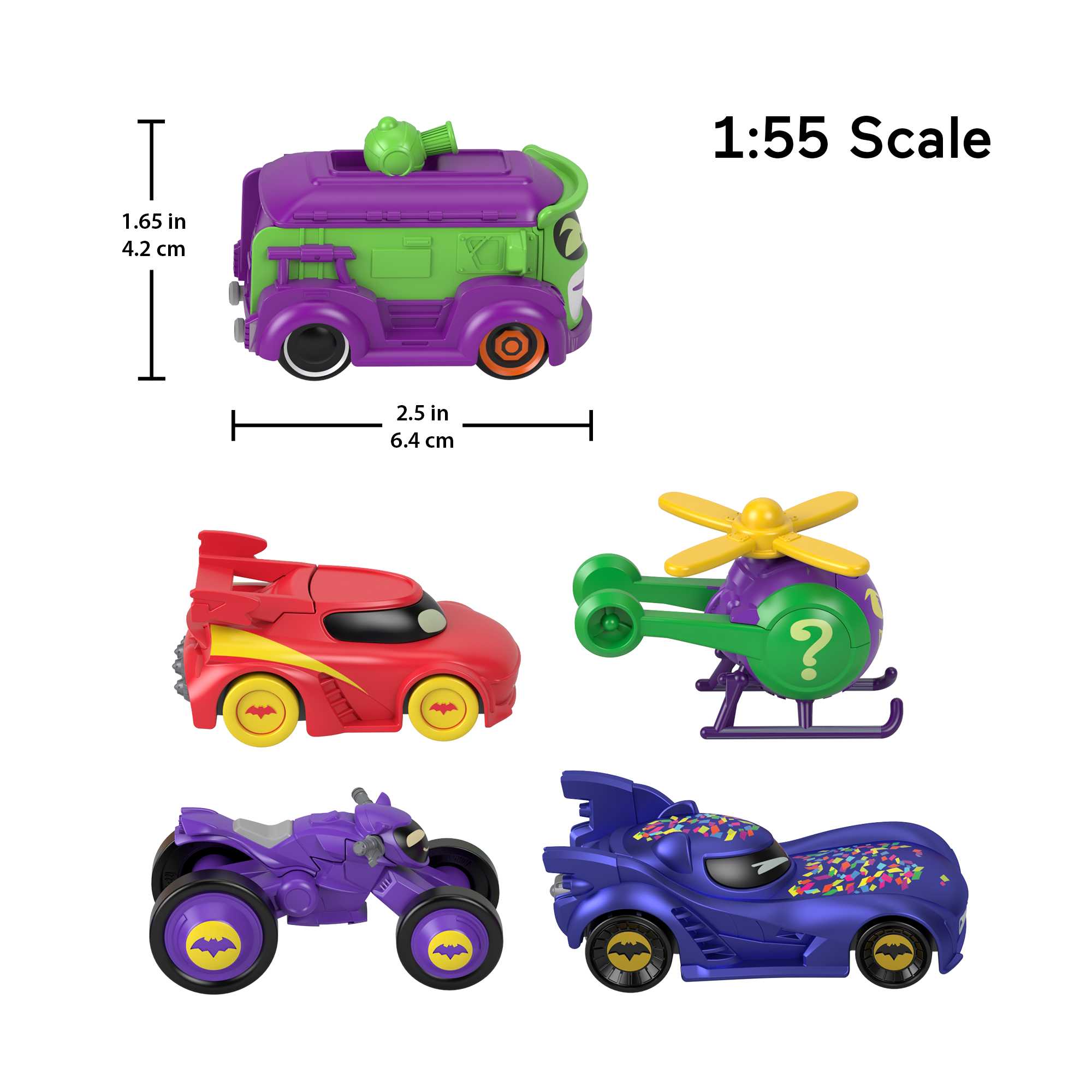 Fisher-Price DC Batwheels 1:55 Scale Vehicle Multipack, Batcast Metal Diecast Cars, 5 Pieces
