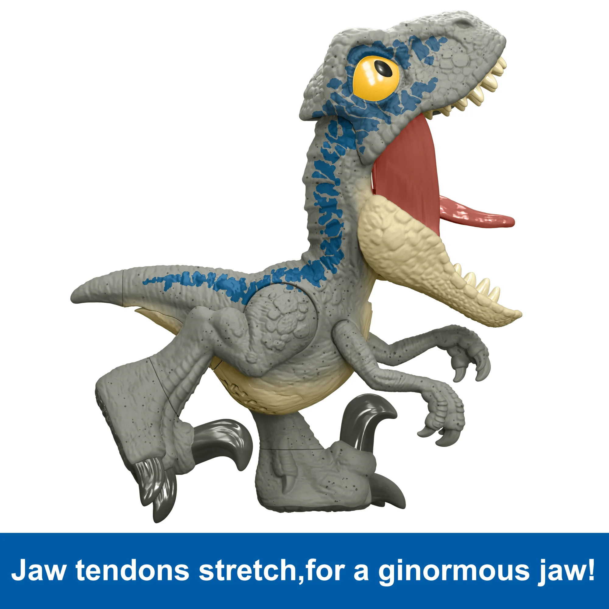 Jurassic World MEGA Roar Blue Velociraptor Dinosaur Toy With Sound & Stretchable Jaw