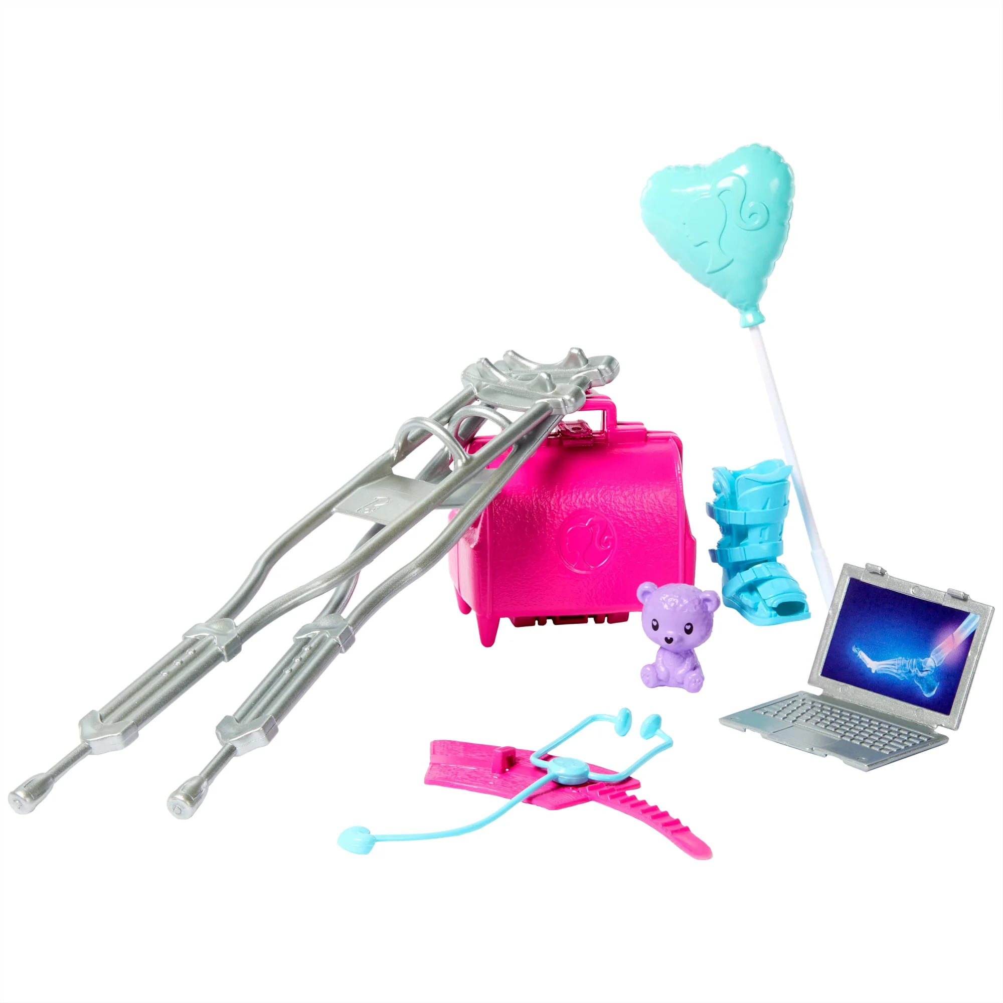 Barbie World Toy Doctor Set With Doll 10 Accessories Including Medical Bag, Crutches, Cast, & More