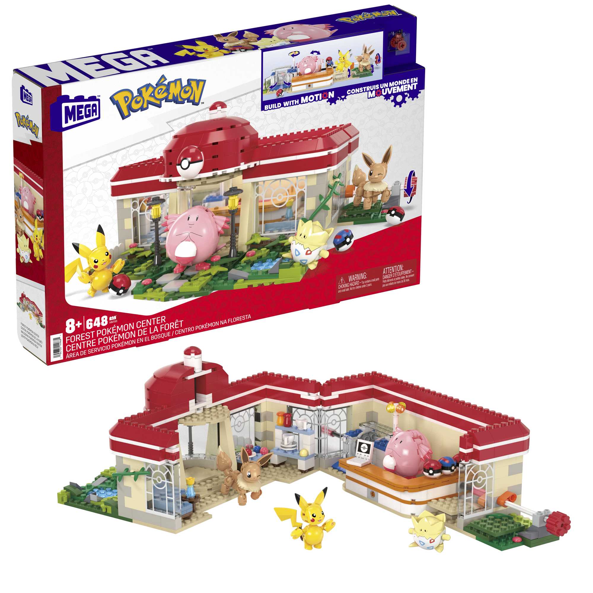 MEGA Pok��mon Building Toy Kit, Forest Pok��mon Center (648 Pieces) With 4 Action Figures