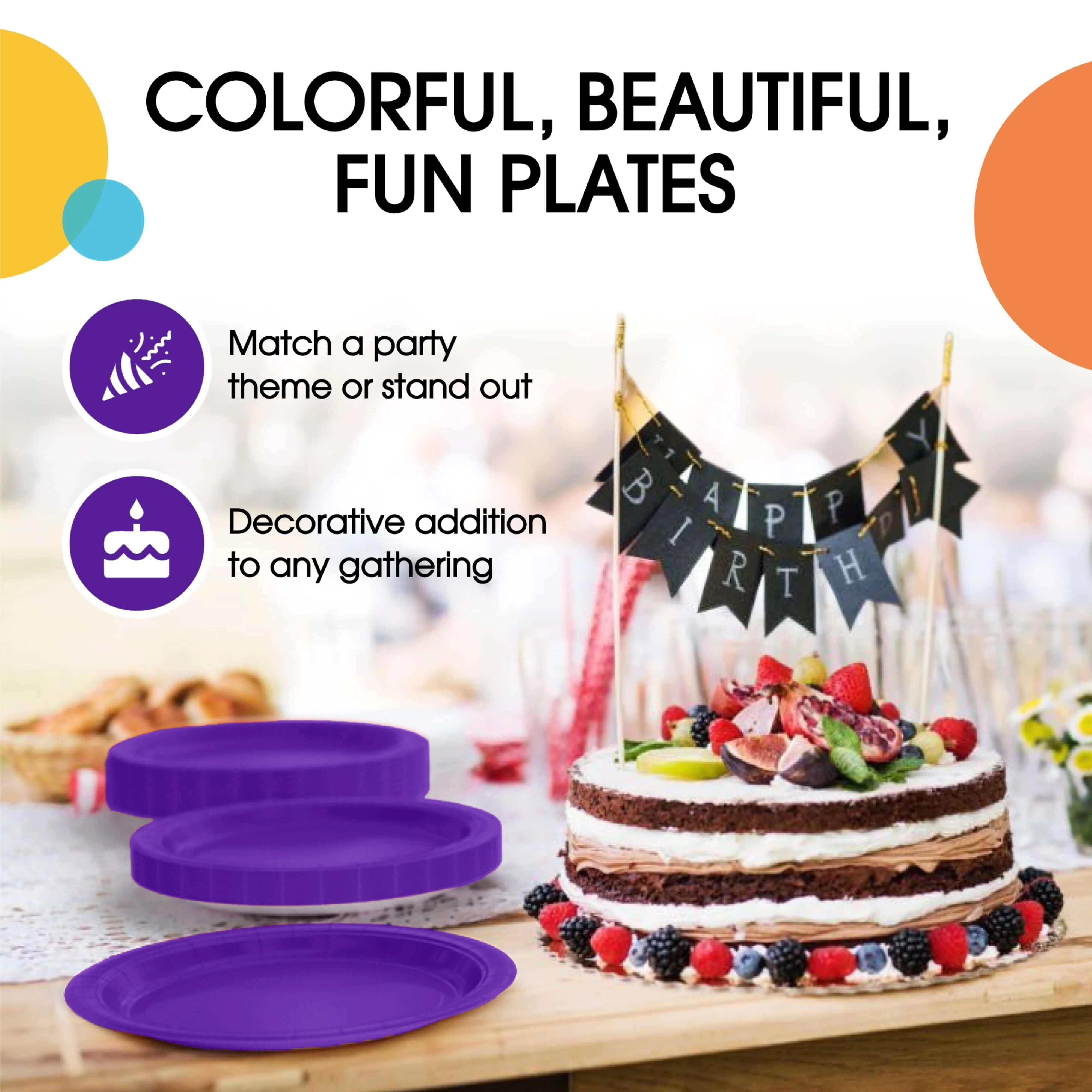7 In. Purple Paper Plates - 50 Ct.