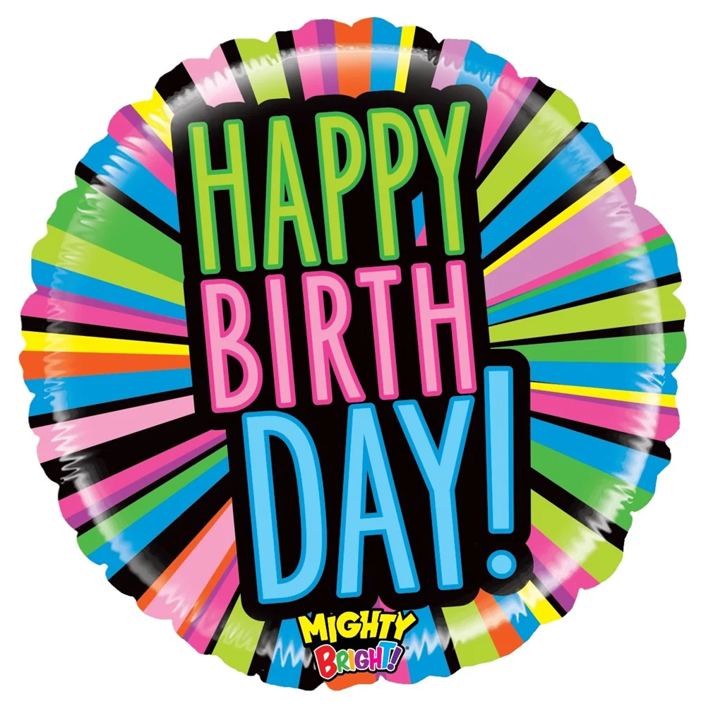 Betallic Mighty Birthday Blast 21 inch Mighty Bright Balloon Packaged 1ct