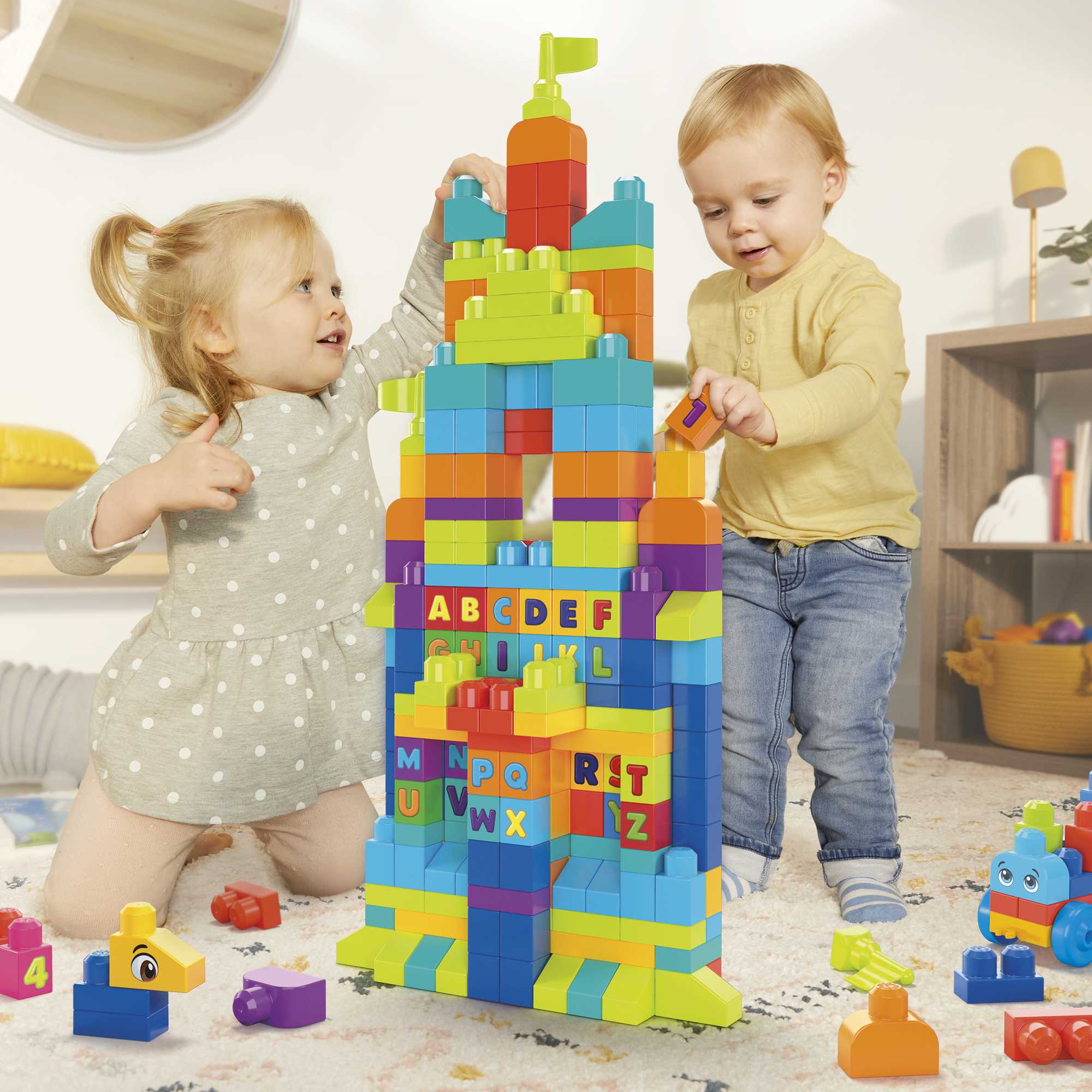 MEGA BLOKS Toy Blocks Even Bigger Building Bag With Storage (300 Pieces) For Toddler