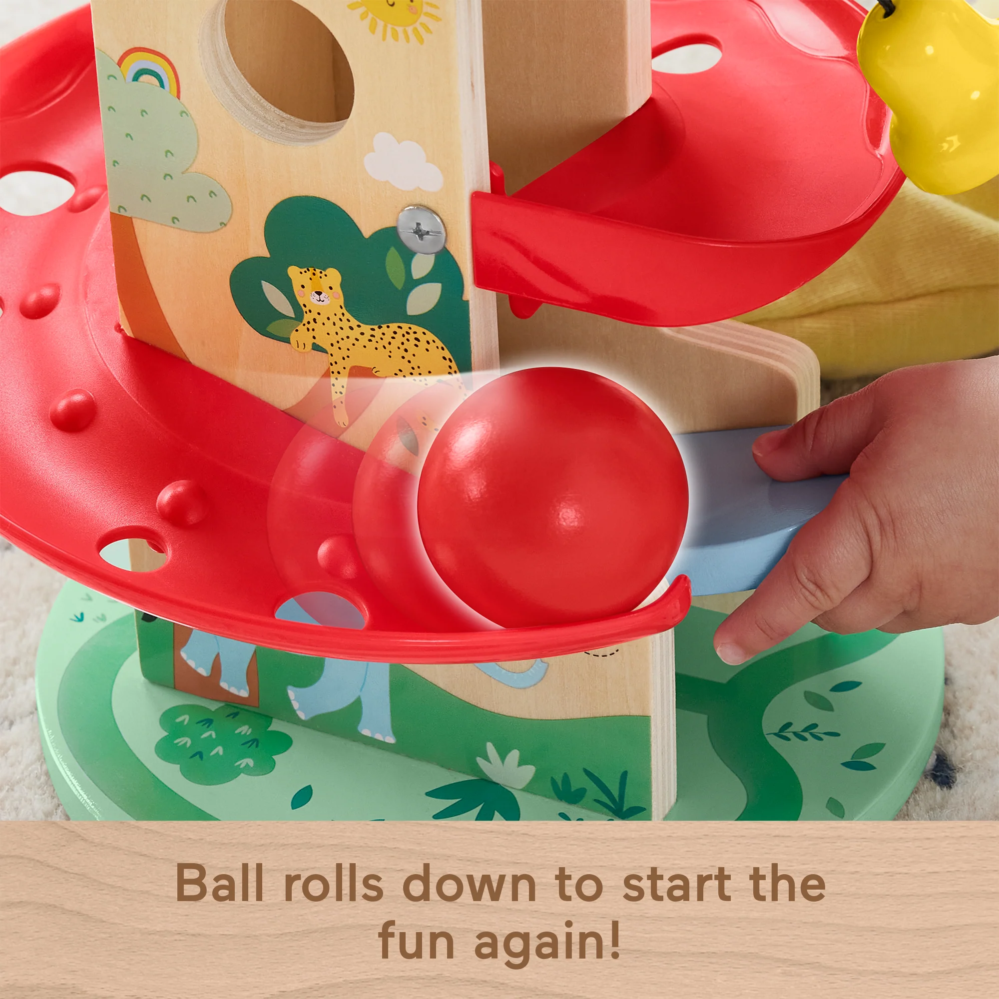 Fisher-Price Wooden Treehouse Ball Run Baby & Toddler Toy, 2 Wood Pieces