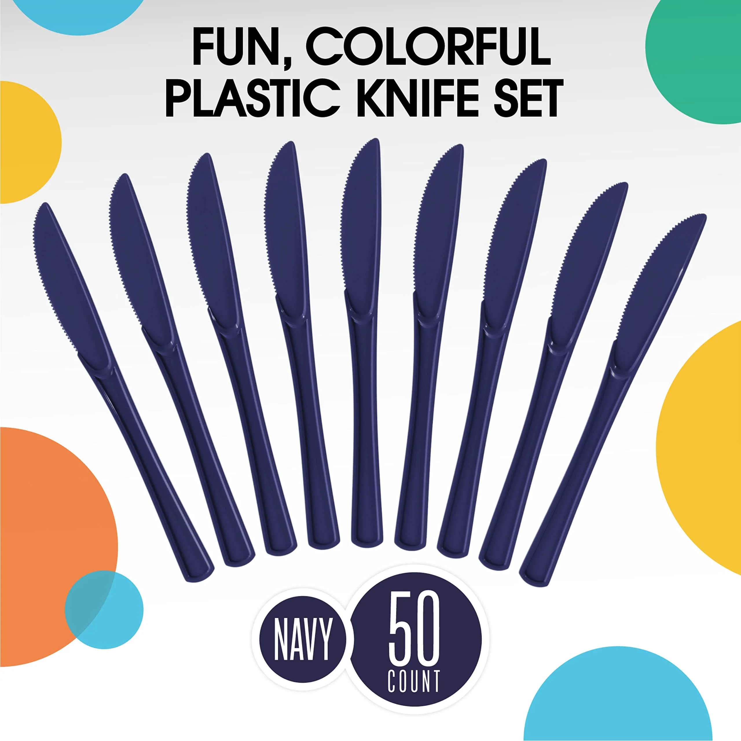 Heavy Duty Navy Plastic Knives | 50 Count