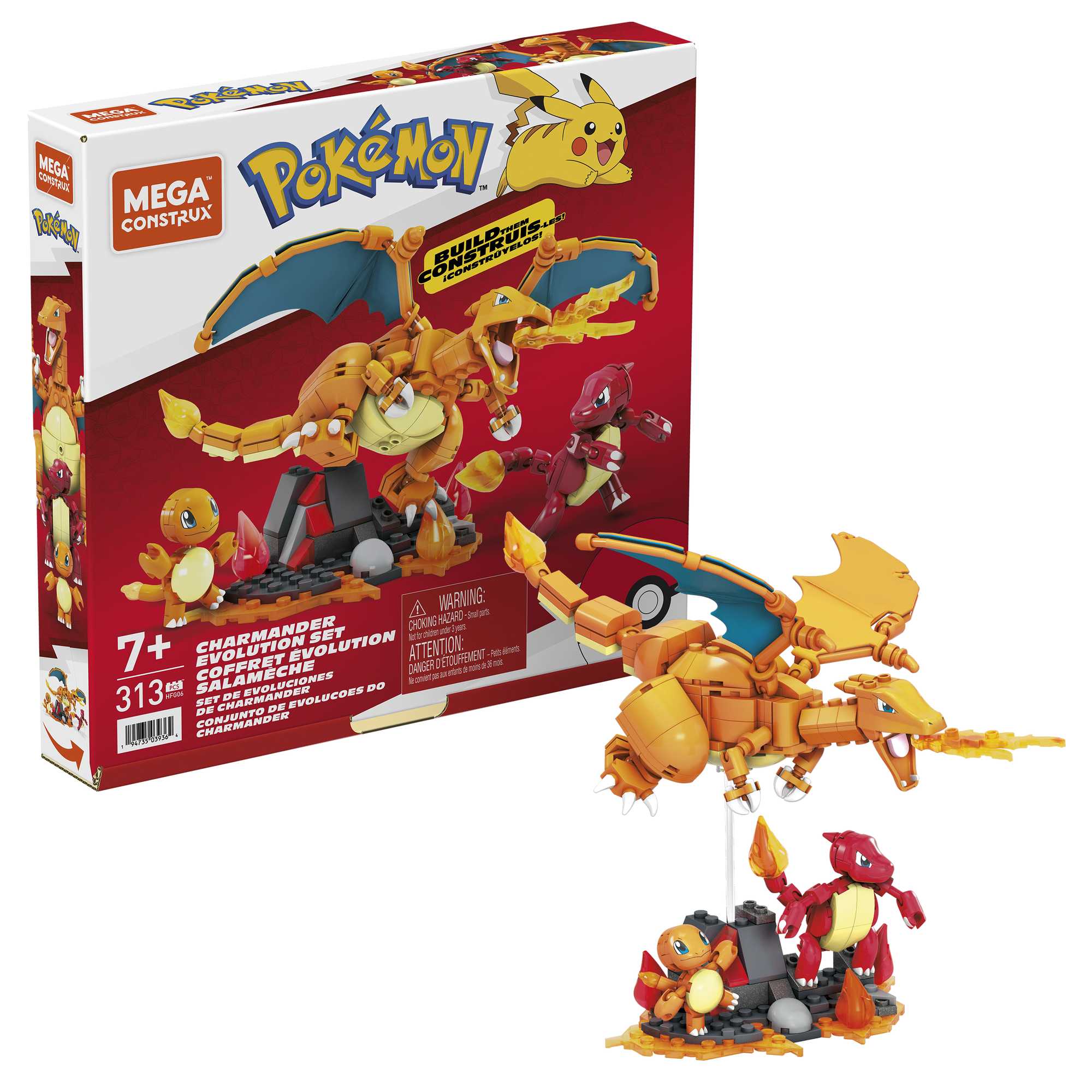 MEGA Pok��mon Charmander Evolution Construction Set, Building Toys For Kids