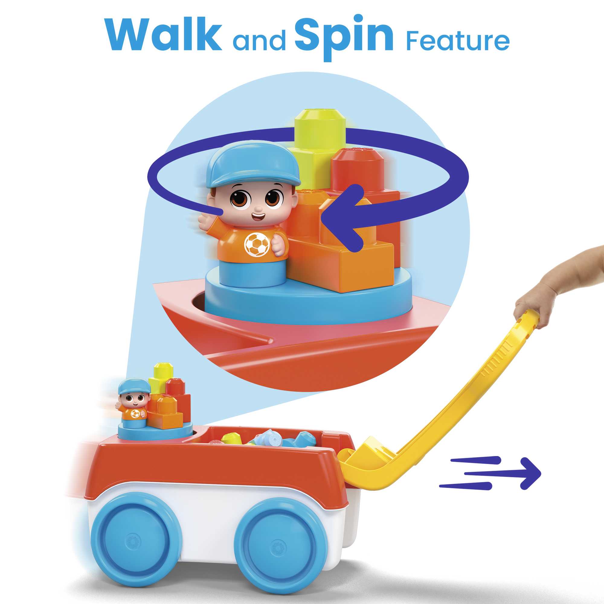 MEGA BLOKS Building Toy Block Spinning Wagon With 1 Figure (20 Pieces) For Toddler